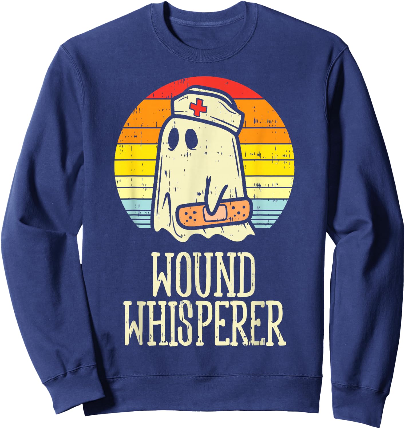 Wound Whisperer Ghost Nurse Boo Halloween Nursing RN Sweatshirt - Sweatshirt | Navy