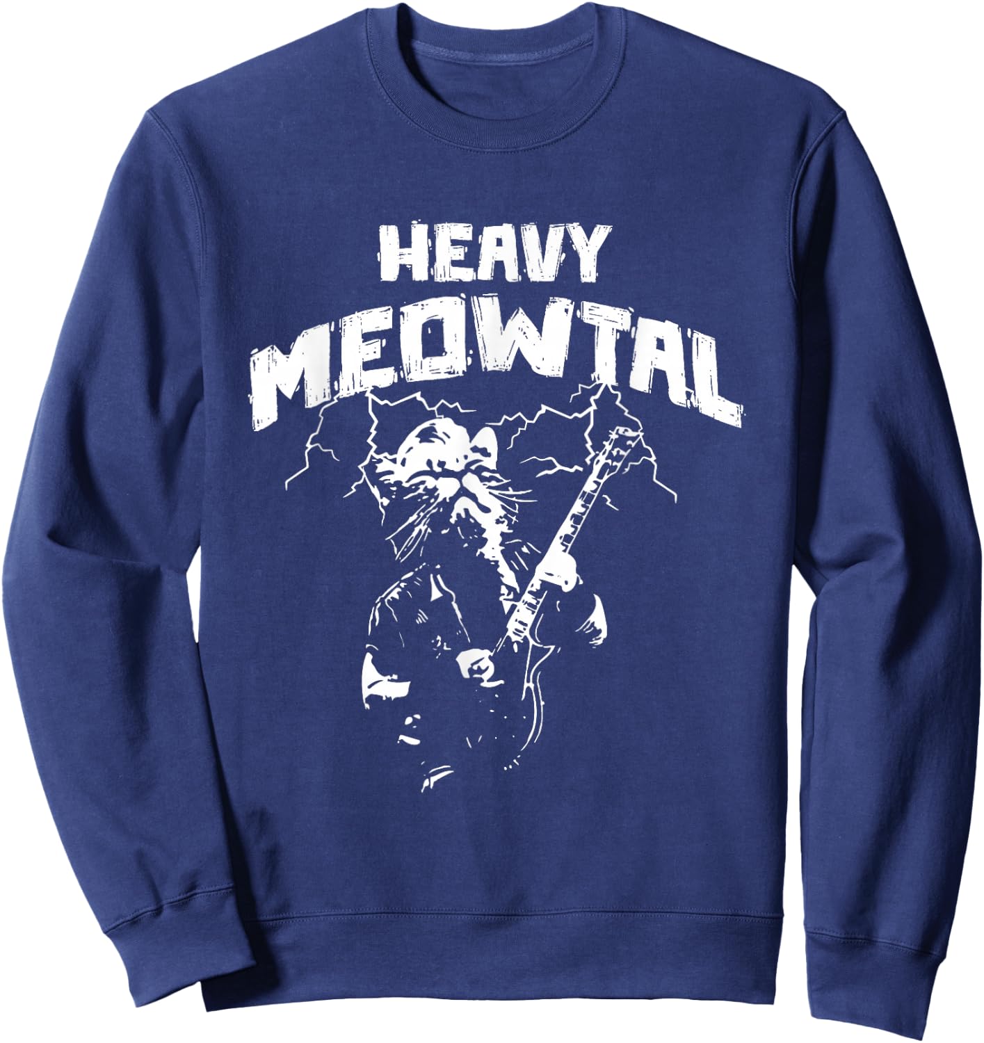 Heavy Meowtal - Cat Lover Gifts - Heavy Metal Music Gift Sweatshirt - Sweatshirt | Navy