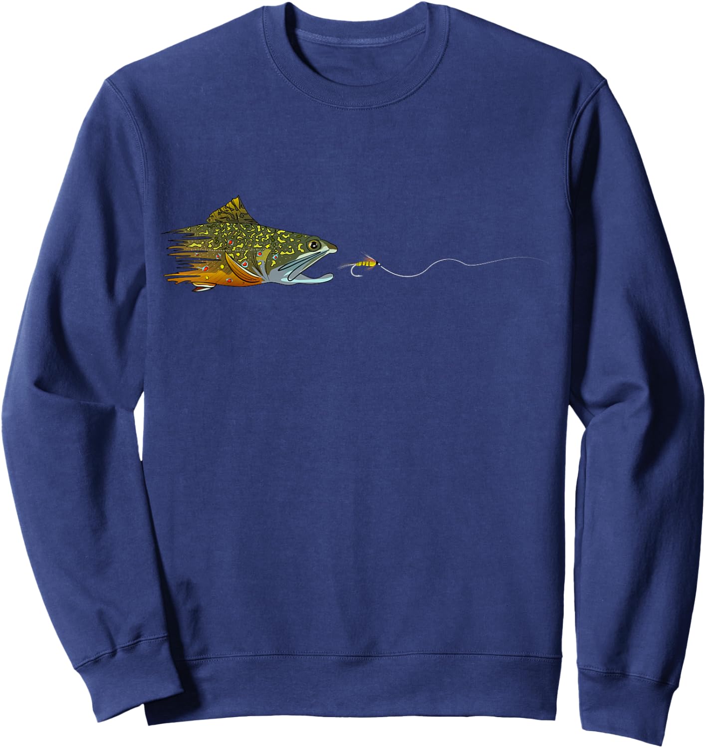 Fly Fishing Brook Trout Dry Fly Tying Fisherman Small Sweatshirt - Sweatshirt | Navy