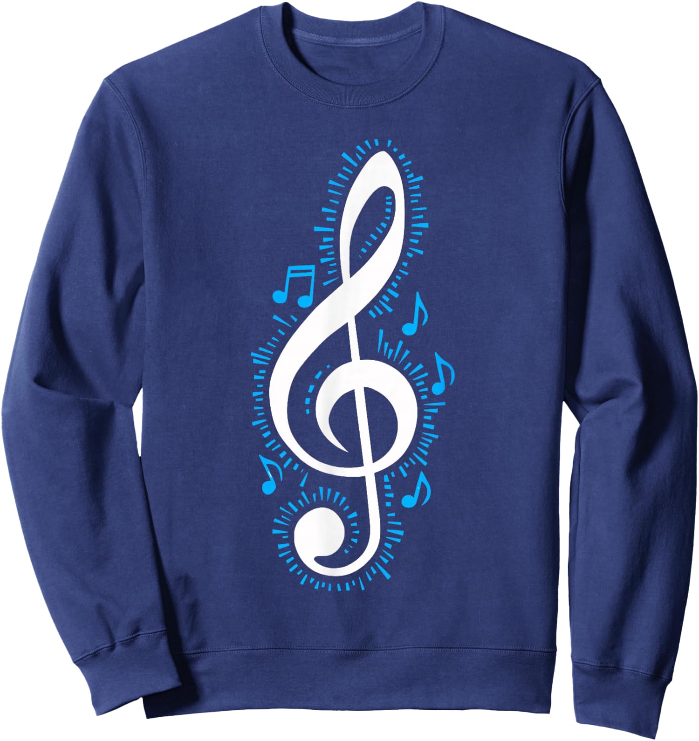 Treble Clef and Blue Music Notes Design for Music Love Sweatshirt - Sweatshirt | Navy