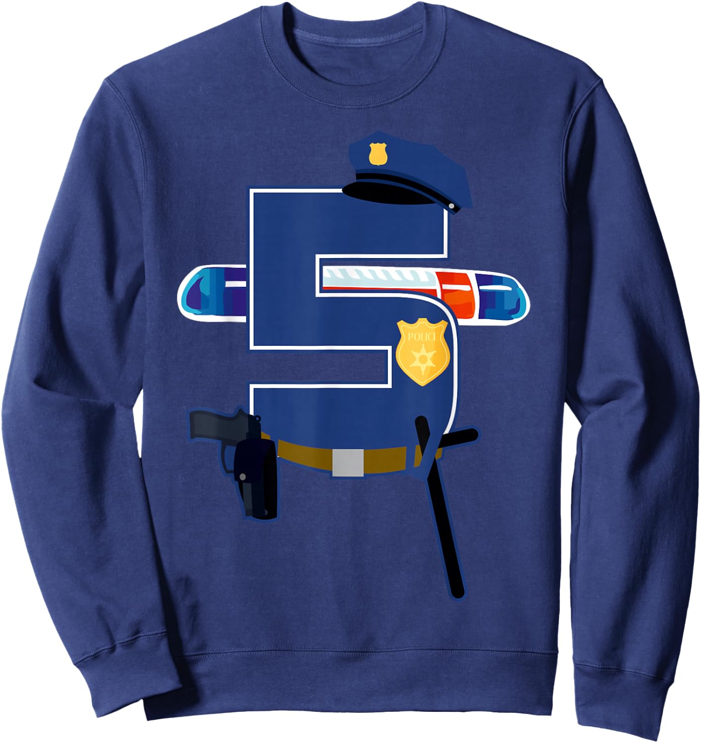 5 Years Old 5th Birthday Police Officer Kids Costume Gift Sweatshirt - Sweatshirt | Navy