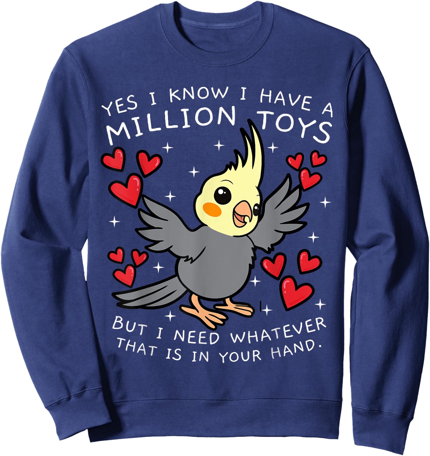 Cockatiel Cockatoo Lutino Parrot Weiro Bird Quarrion Tiel Sweatshirt - Sweatshirt | Navy