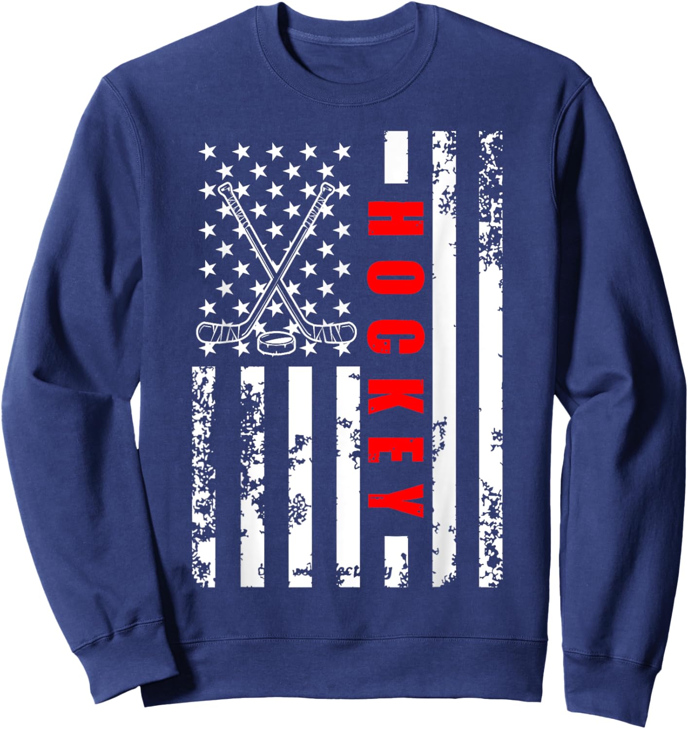 US American Flag Hockey Patriotic women kids Hockey Sweatshirt - Sweatshirt | Navy