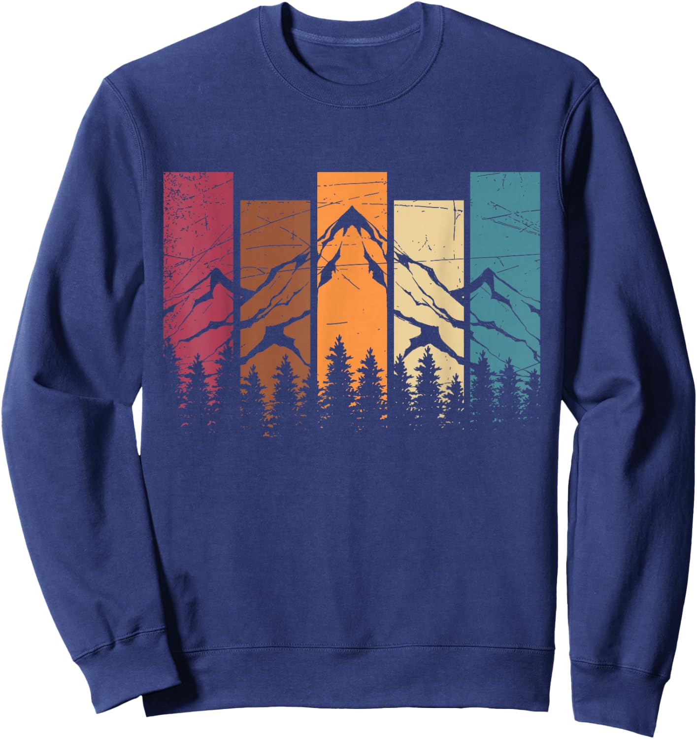 Forest Trees Nature Lovers Hikers Retro Mountains Hiking Sweatshirt - Sweatshirt | Navy