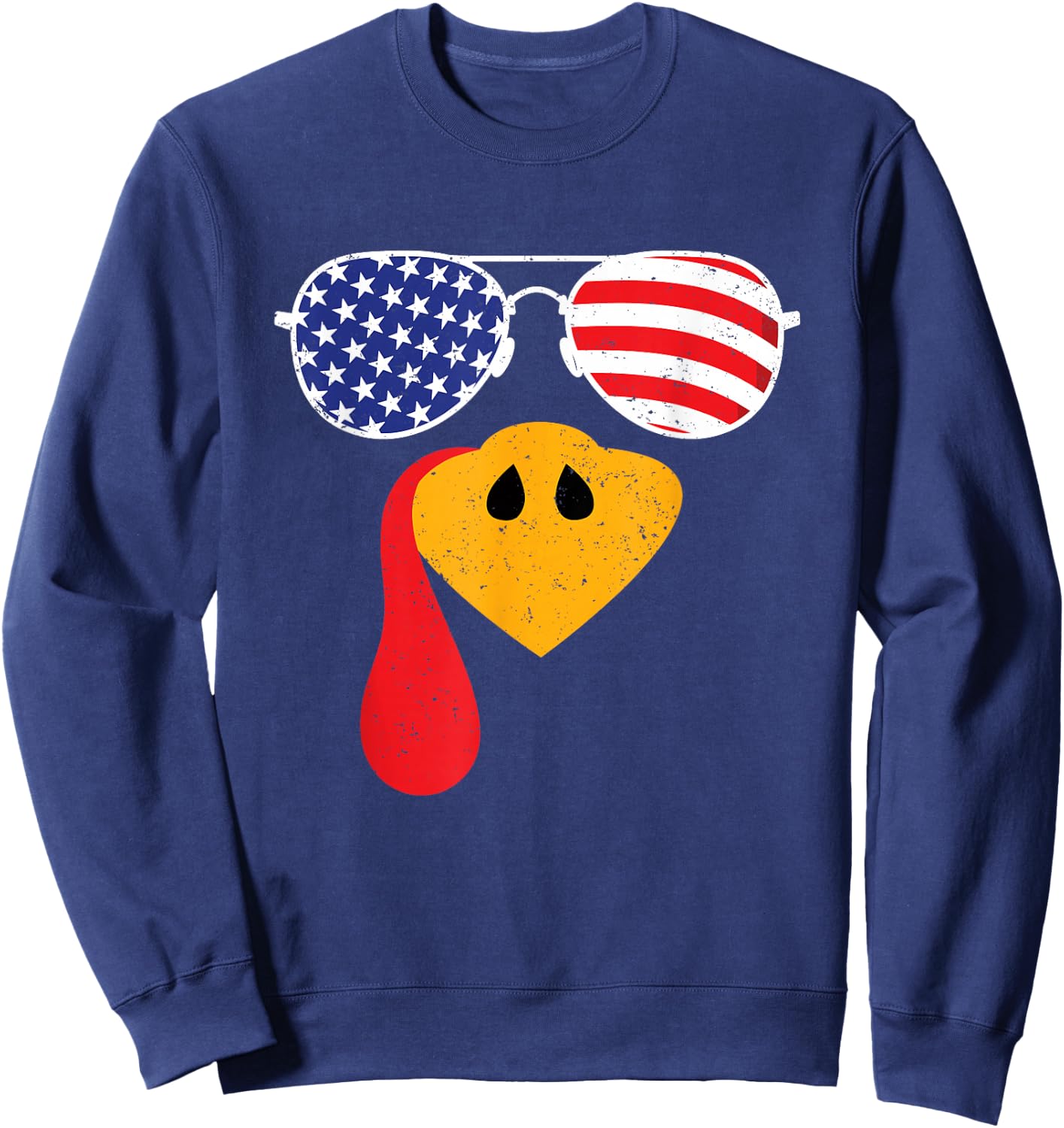 Turkey Face Flag Sunglasses Thanksgiving Family Outfits Sweatshirt - Sweatshirt | Navy