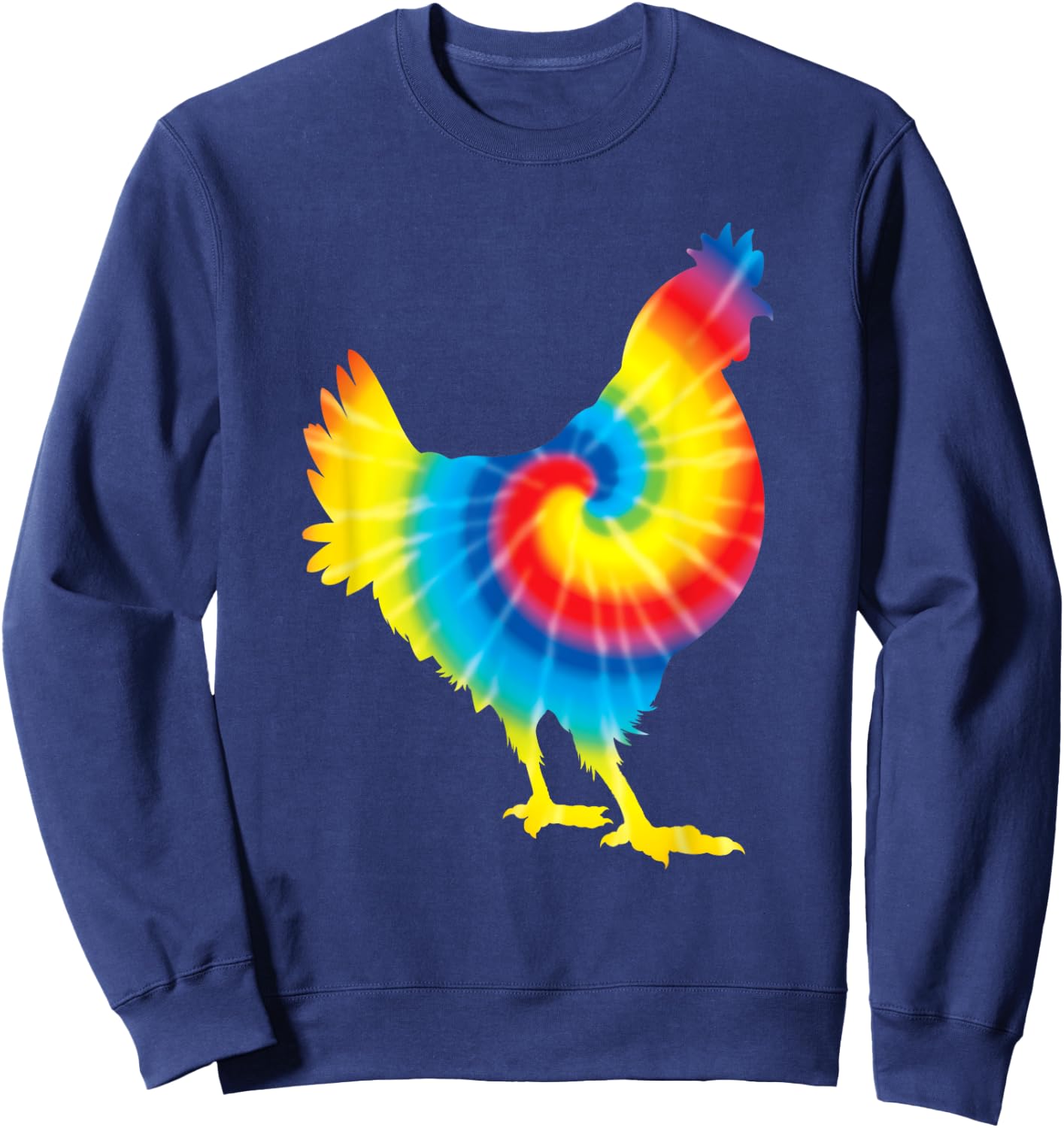 Tie Dye Chicken Rainbow Print Hen Fowl Hippie Peace Gift Sweatshirt - Sweatshirt | Navy