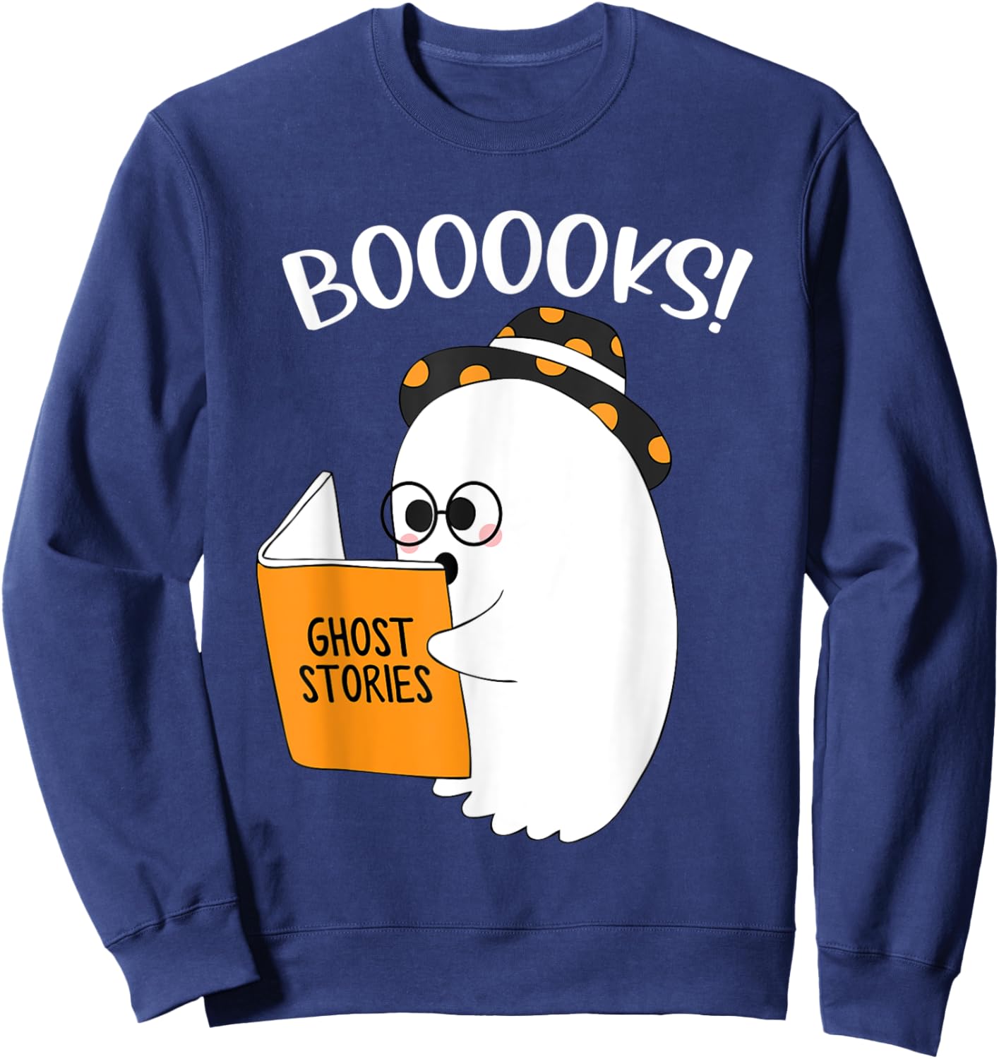 Booooks Funny Ghost Reading Books Halloween Teacher gift Women Sweatshirt - Sweatshirt | Navy