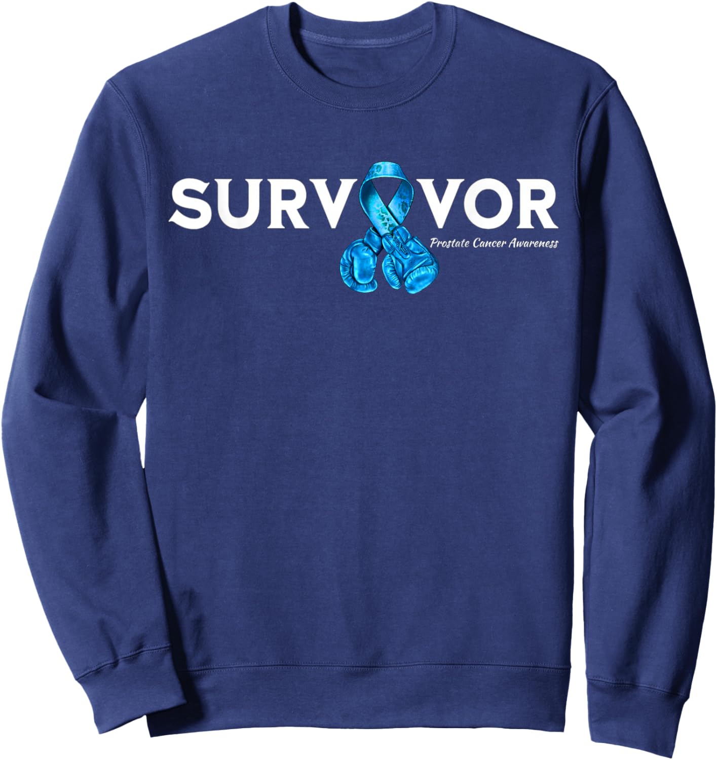 Family Prostate Cancer Awareness Light Blue Ribbon Survivor Sweatshirt - Sweatshirt | Navy