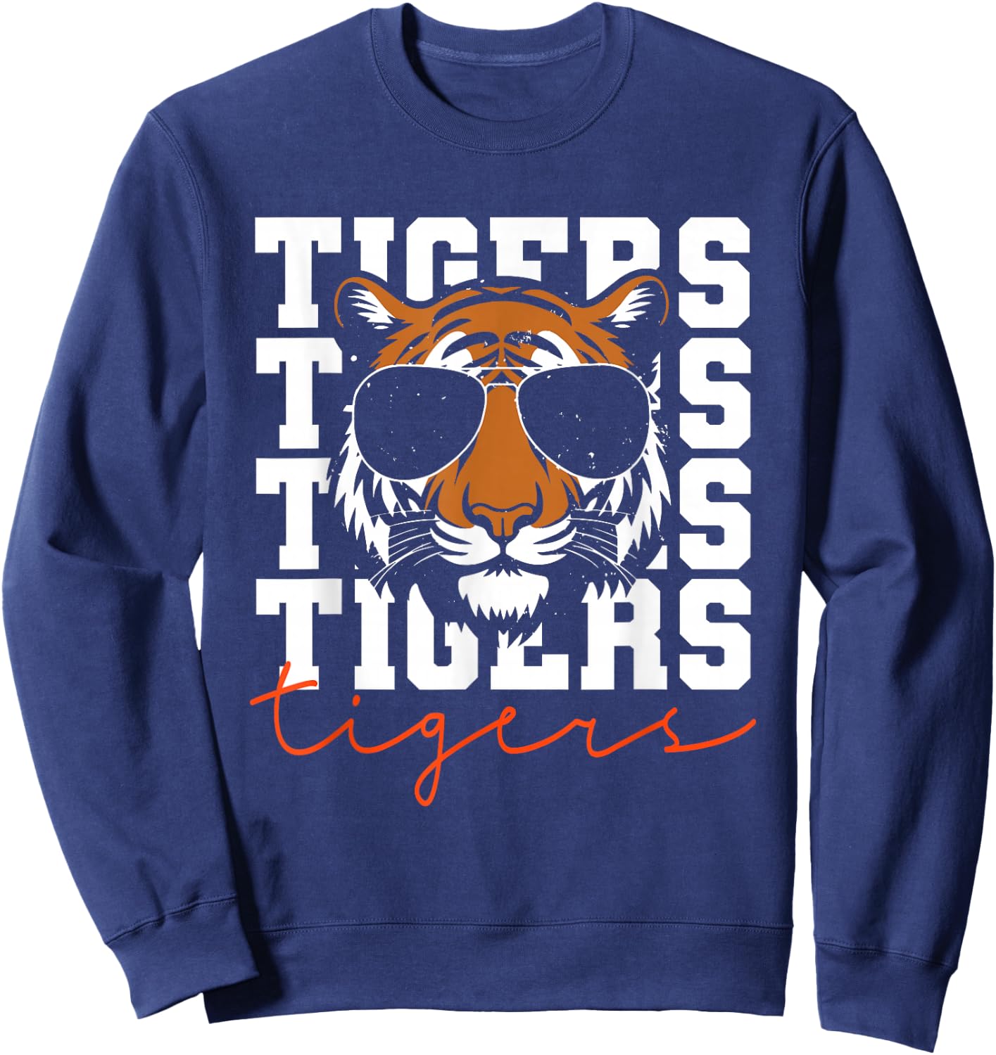 Vintage Tigers Inspirational Athletic Name Design Gift Sweatshirt - Sweatshirt | Navy