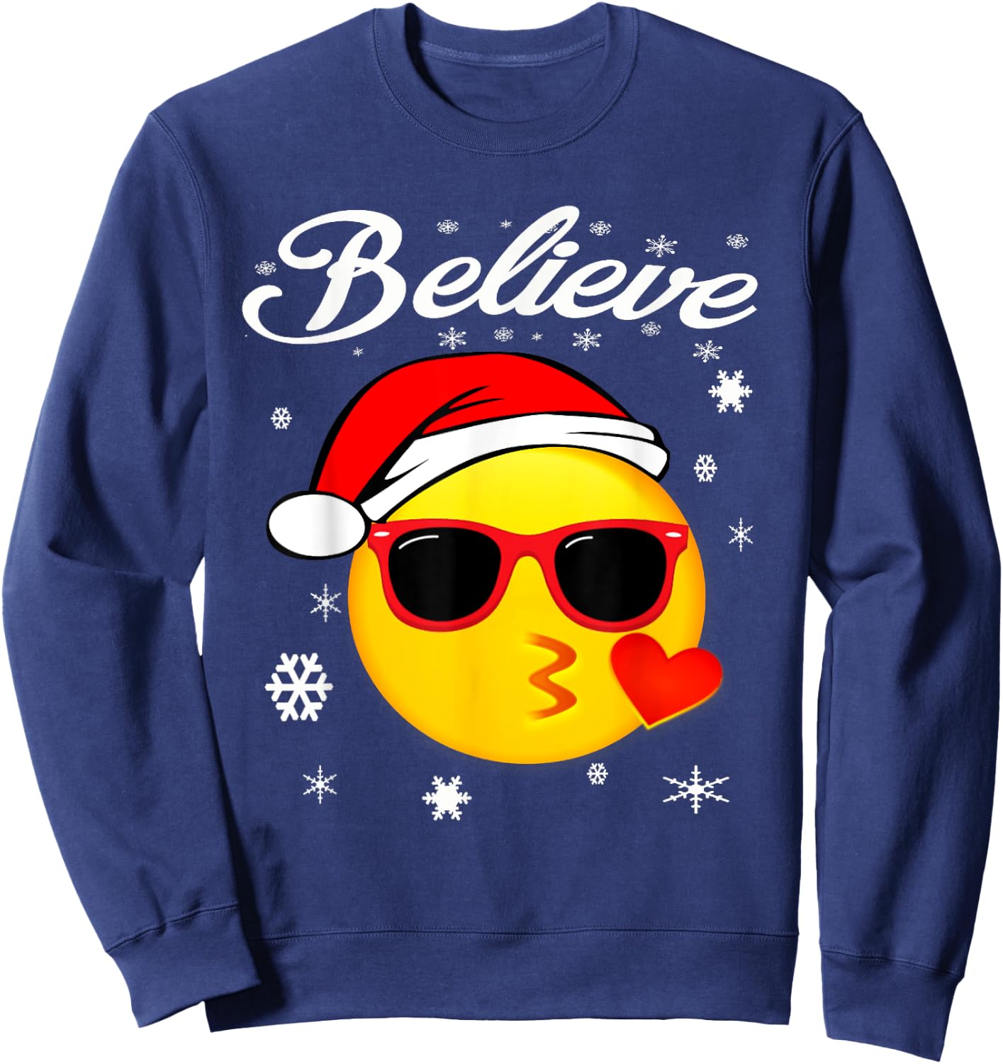Christmas Believe Shirt Emoticon Sweatshirt - Sweatshirt | Navy