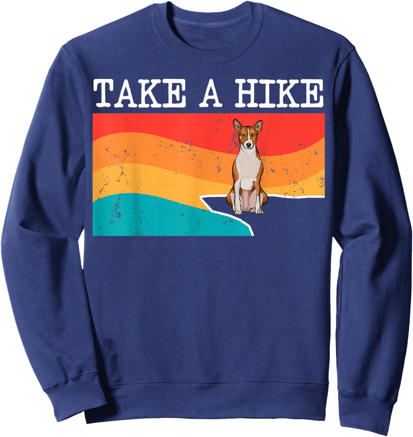 Funny Take A Hike Basenji Graphic Hiking Sweatshirt - Sweatshirt | Navy