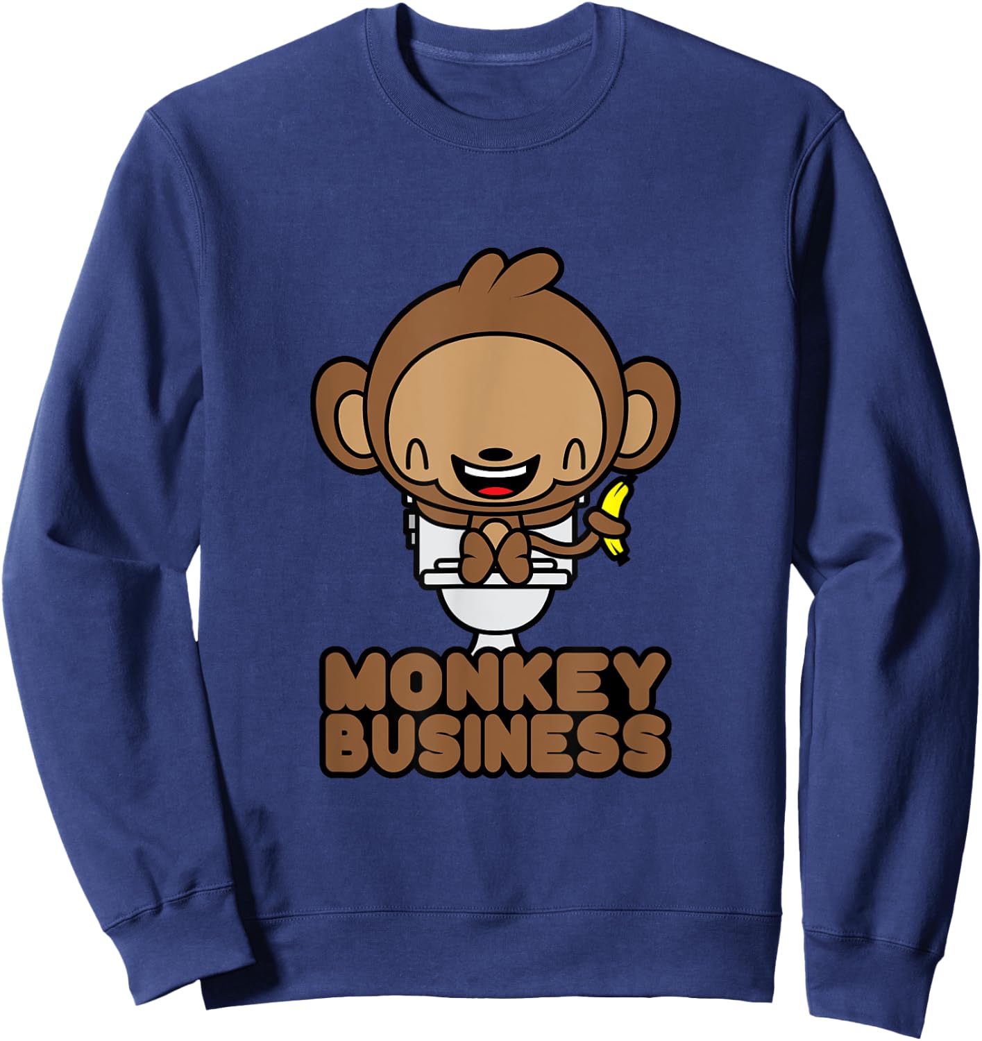 Potty Training Shirt Cute Toddler Monkey Business Toilet Sweatshirt - Sweatshirt | Navy