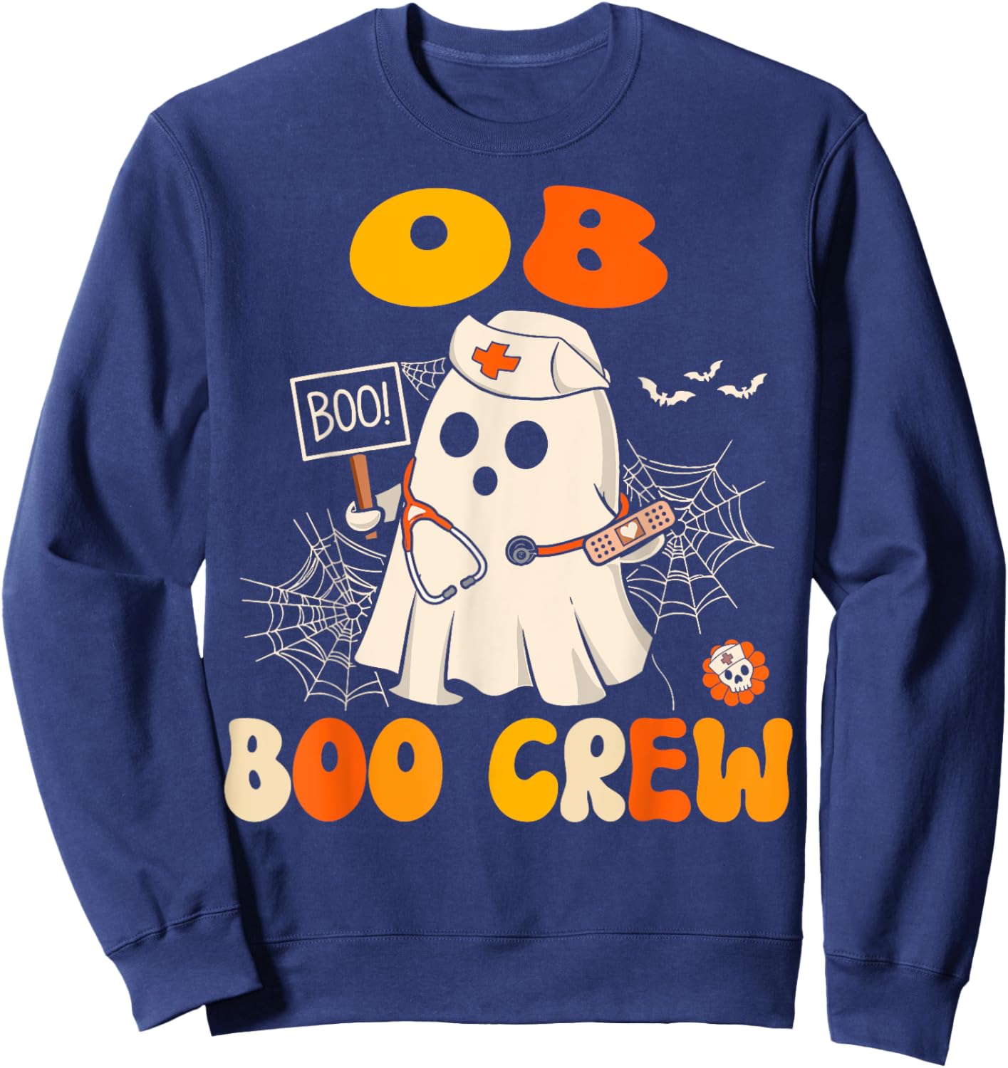 Groovy OB Nurse Funny Halloween Costume OB Gyn Nurse Sweatshirt - Sweatshirt | Navy