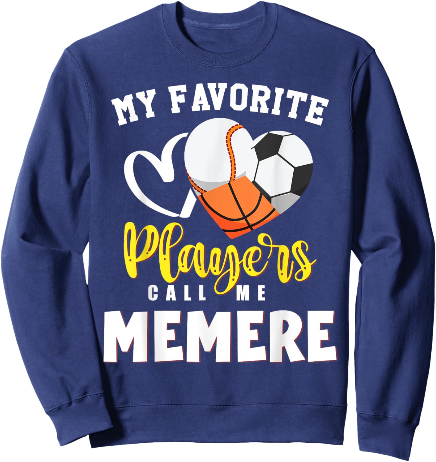 MEMERE My Favorite Baseball Soccer Basketball Players Call Sweatshirt - Sweatshirt | Navy