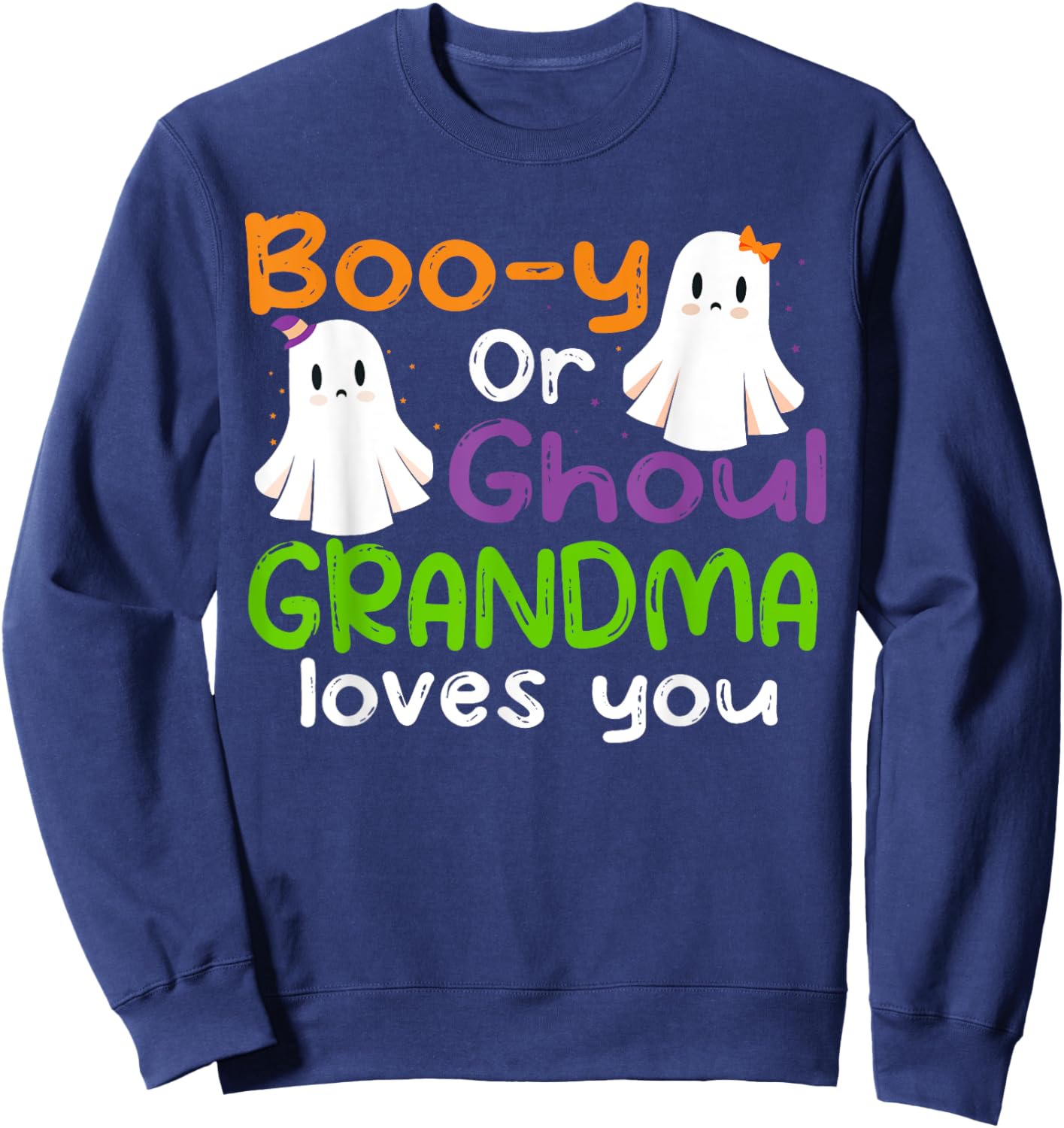 Halloween Booy Or Ghoul Grandma Gender Reveal baby shower Sweatshirt - Sweatshirt | Navy