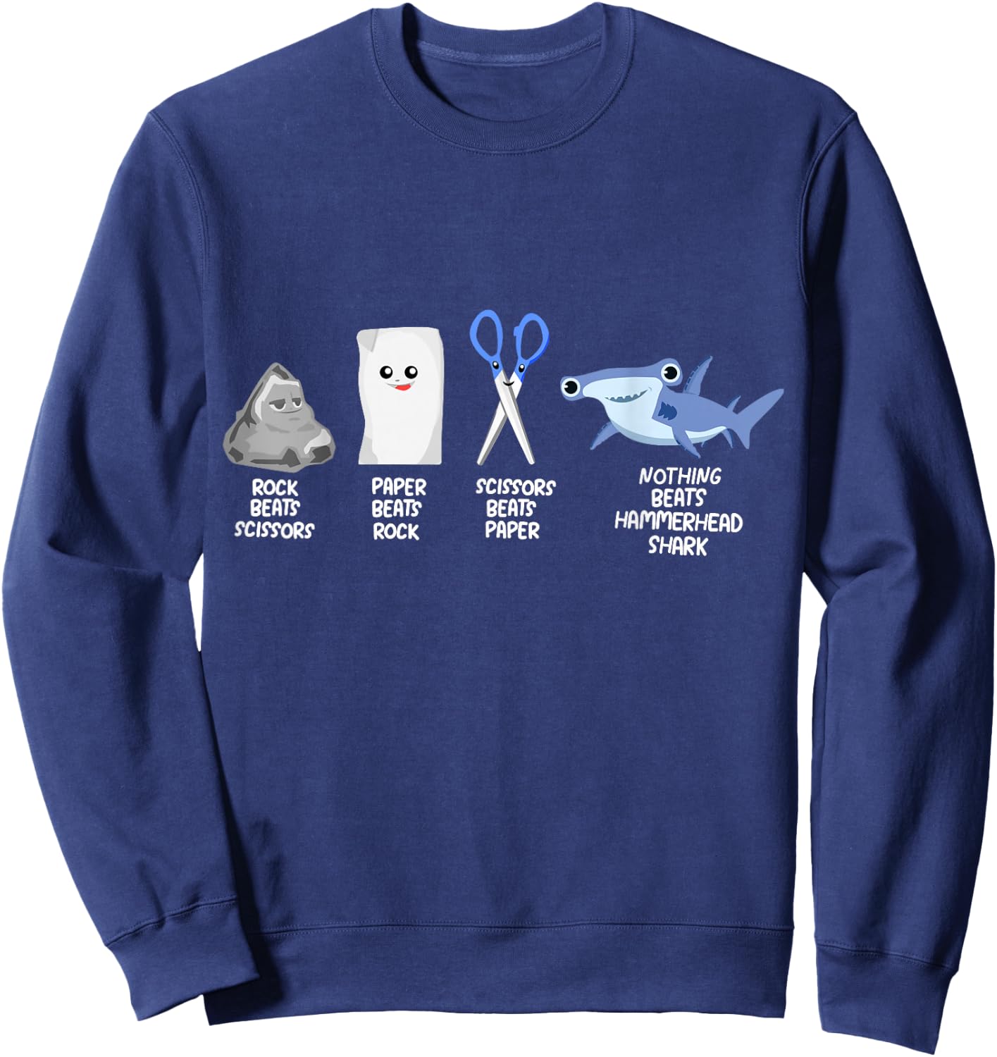 Rock Paper Scissors Hammerhead Shark Clothes Gift Shark Sweatshirt - Sweatshirt | Navy
