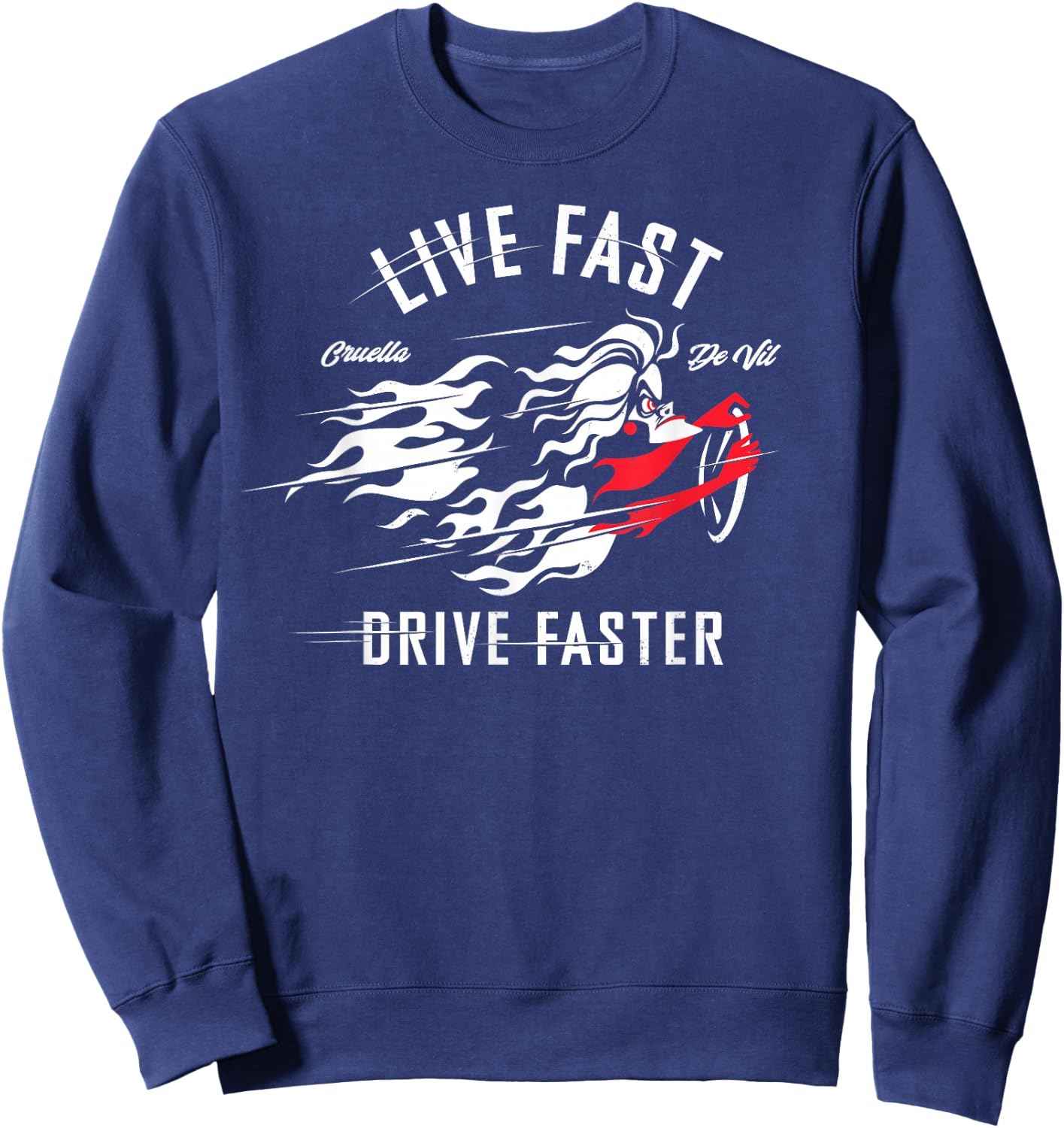 Disney Villains Cruella de Vil Live Fast Drive Faster Sweatshirt - Sweatshirt | Navy