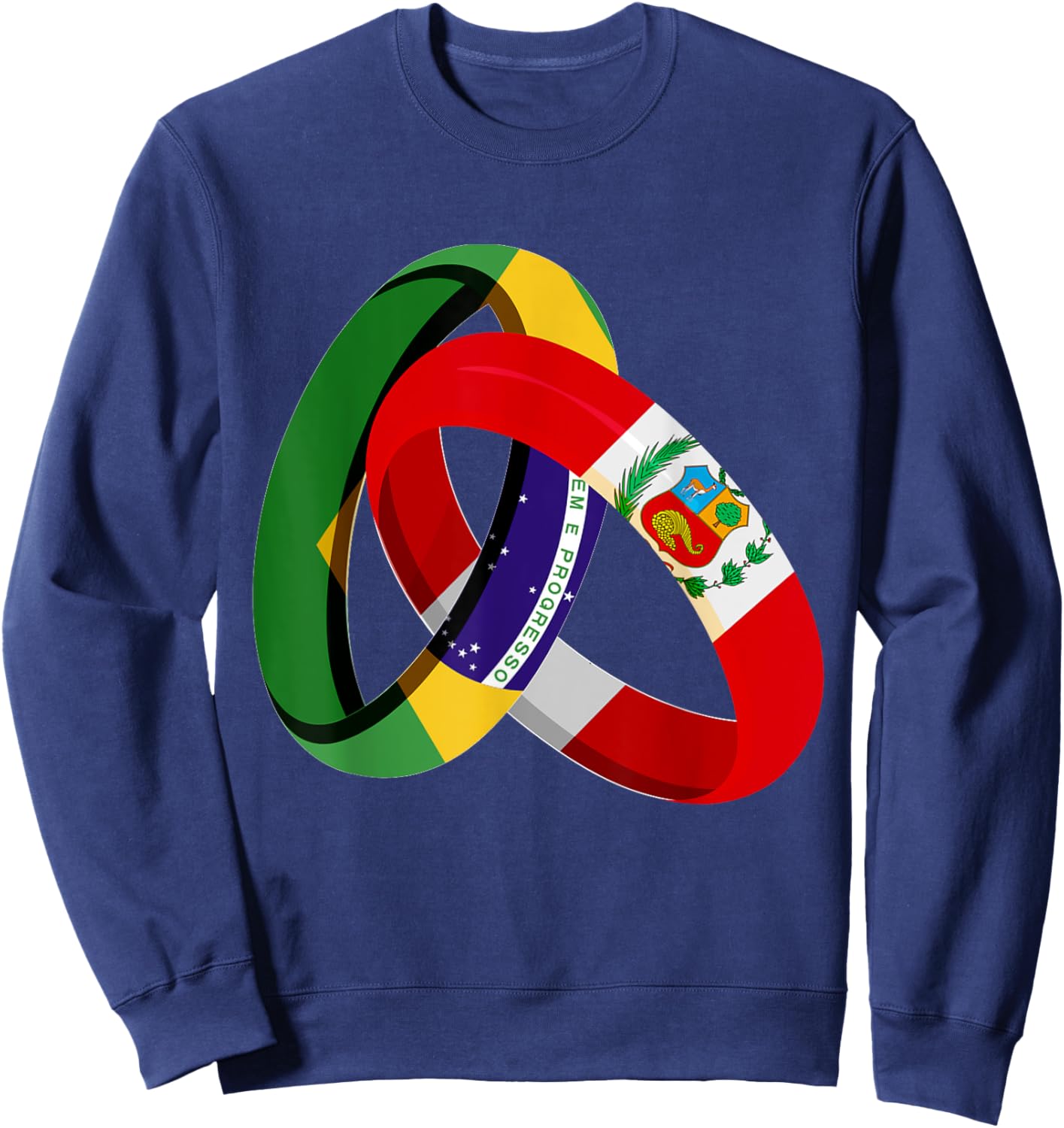 Brazil Flag Peru Grown Ring Marriage Wedding Sweatshirt - Sweatshirt | Navy