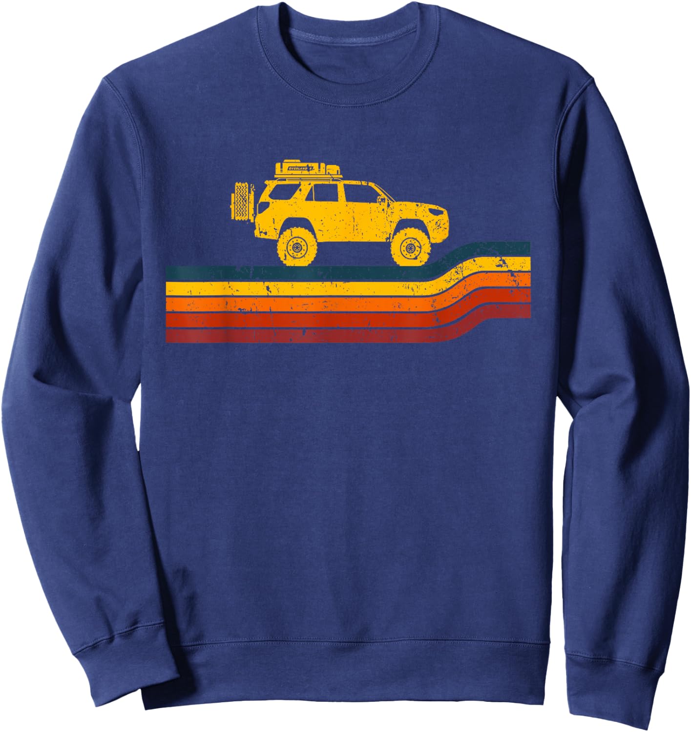 Overland Atlas Retro Runner Tracks 4x4 Offload Camping Sweatshirt - Sweatshirt | Navy