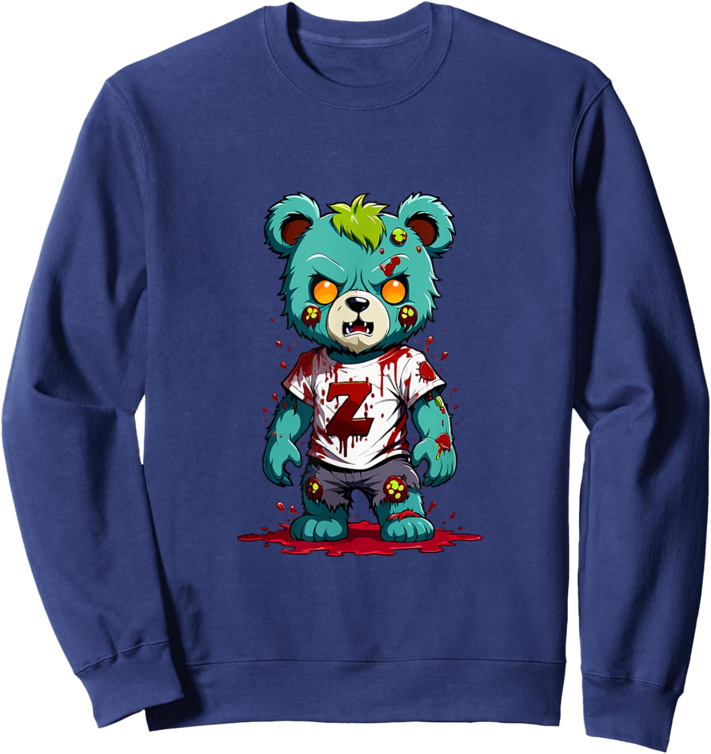 Teddy Bear Scary Zombie Halloween Costume Sweatshirt - Sweatshirt | Navy