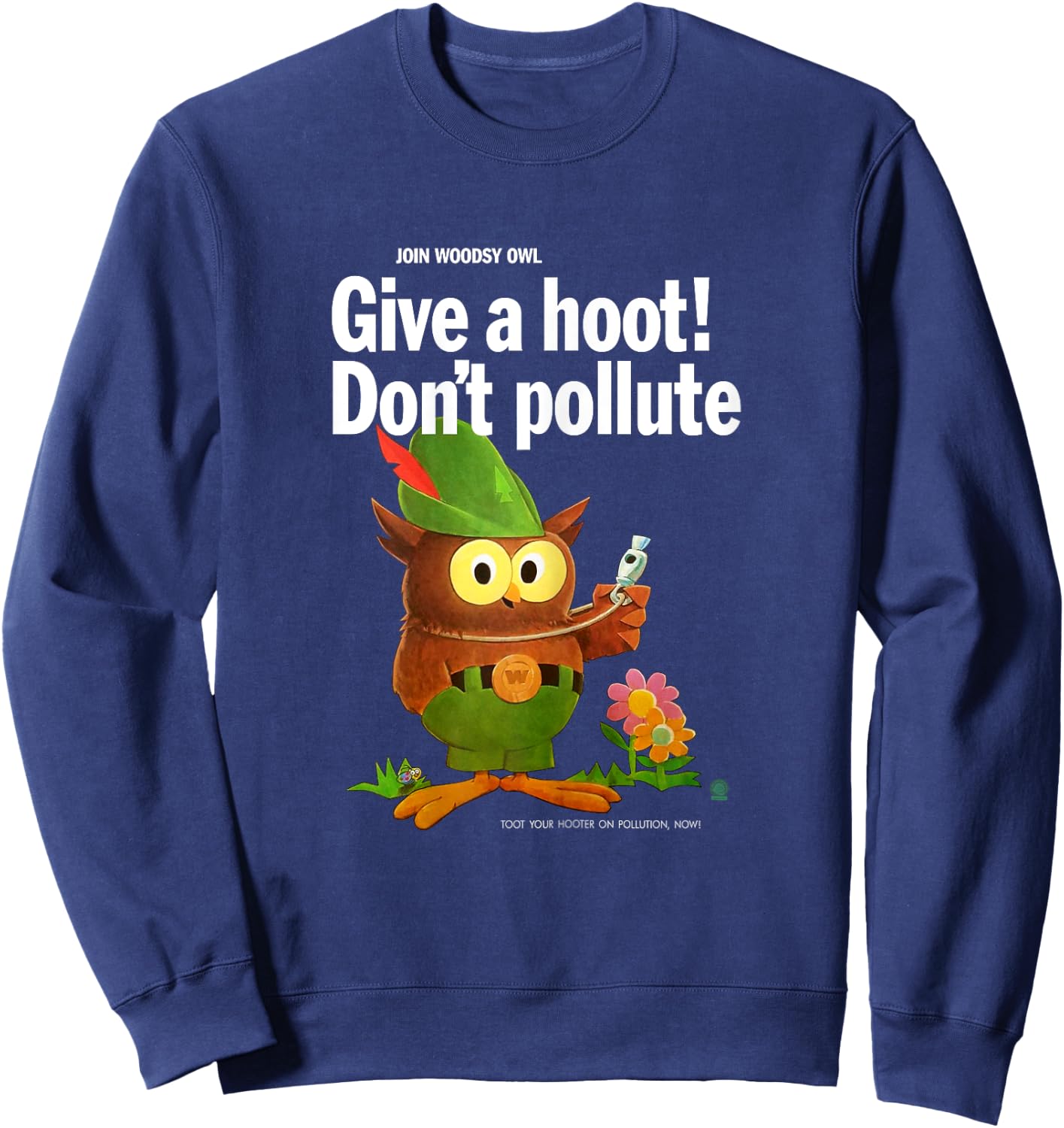 Woodsy Owl Give a Hoot Don't Pollute 70s Vintage Sweatshirt - Sweatshirt | Navy