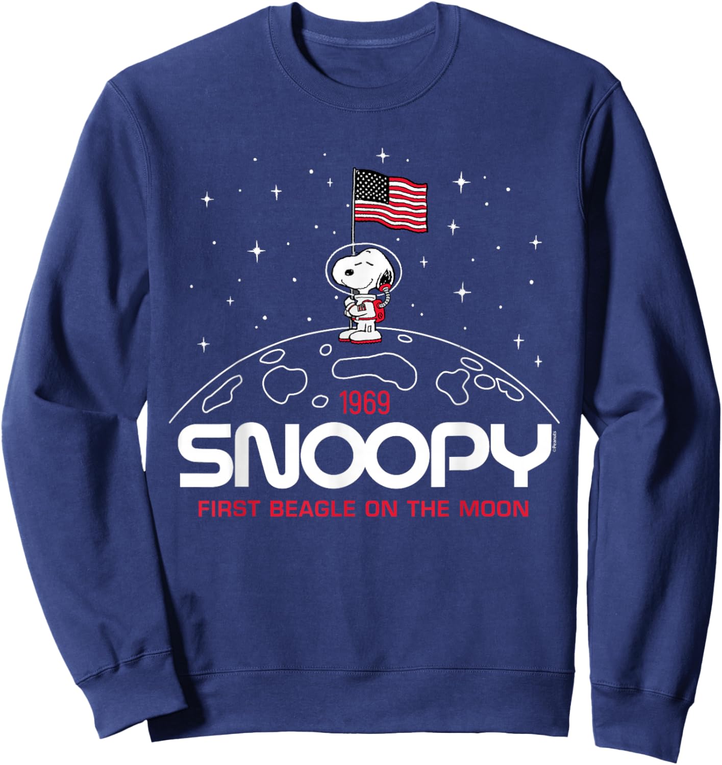 Peanuts - Snoopy Flag Moon Sweatshirt - Sweatshirt | Navy