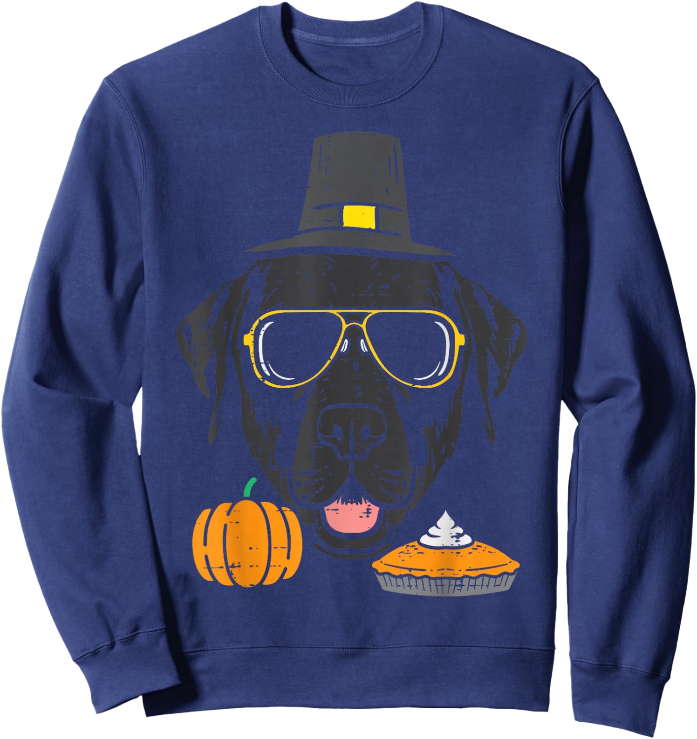 Pilgrim Black Labrador Cute Thanksgiving Dog Men Women Kids Sweatshirt - Sweatshirt | Navy