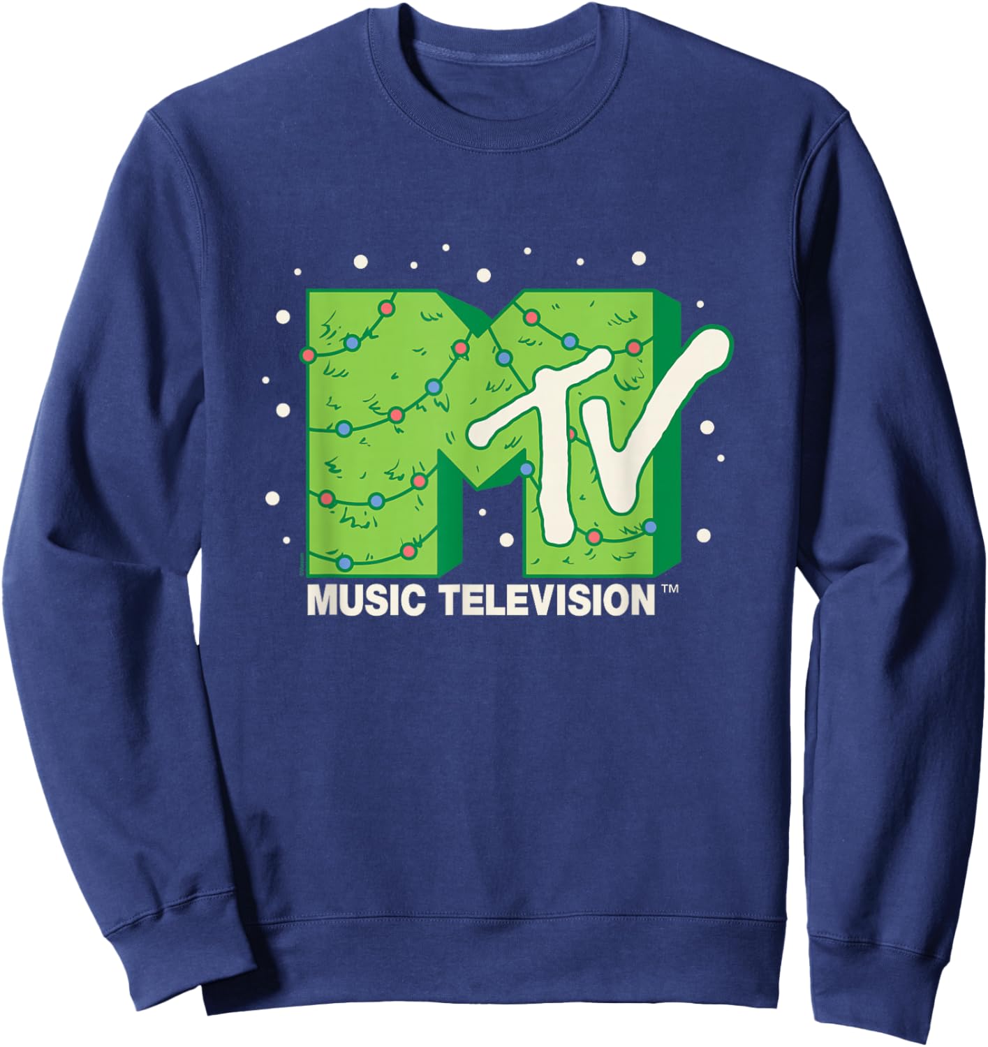 MTV - MTV Logo Christmas Tree Sweatshirt - Sweatshirt | Navy