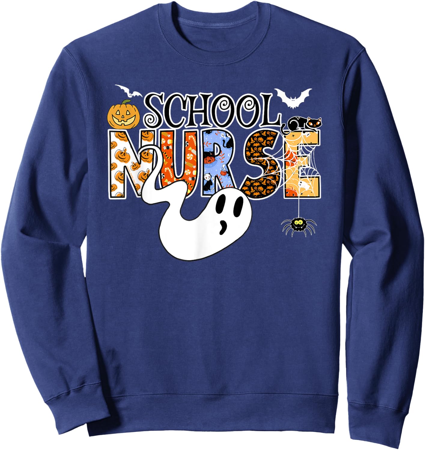 Fun SCHOOL NURSE Halloween Costume School Nurse Halloween Sweatshirt - Sweatshirt | Navy