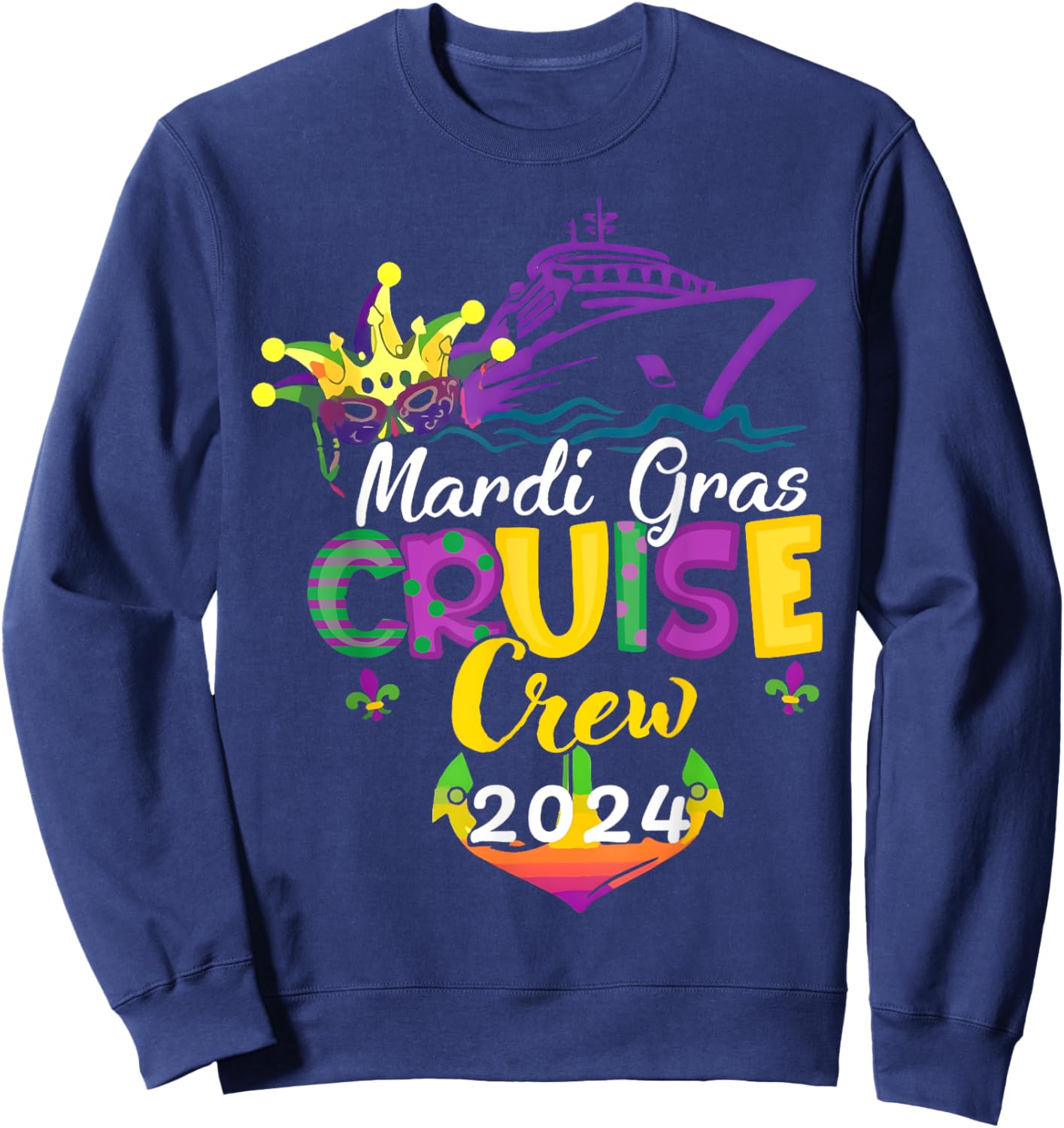 Mardi Gras Cruise 2024 Ship Family Matching Trip New Orleans Sweatshirt - Sweatshirt | Navy