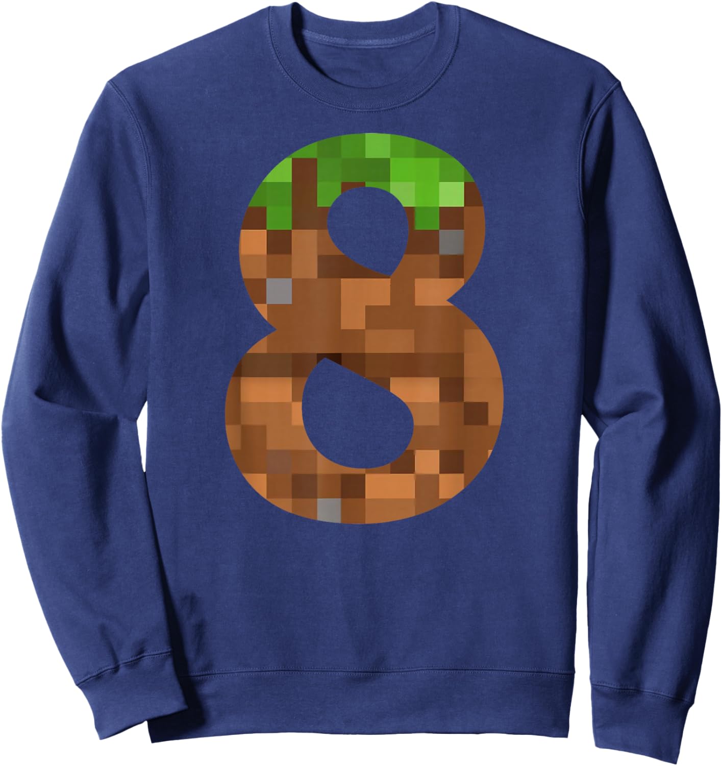 Pixel 8yr Birthday Number Eight 8 Year Old 8th Video Gamer Sweatshirt - Sweatshirt | Navy