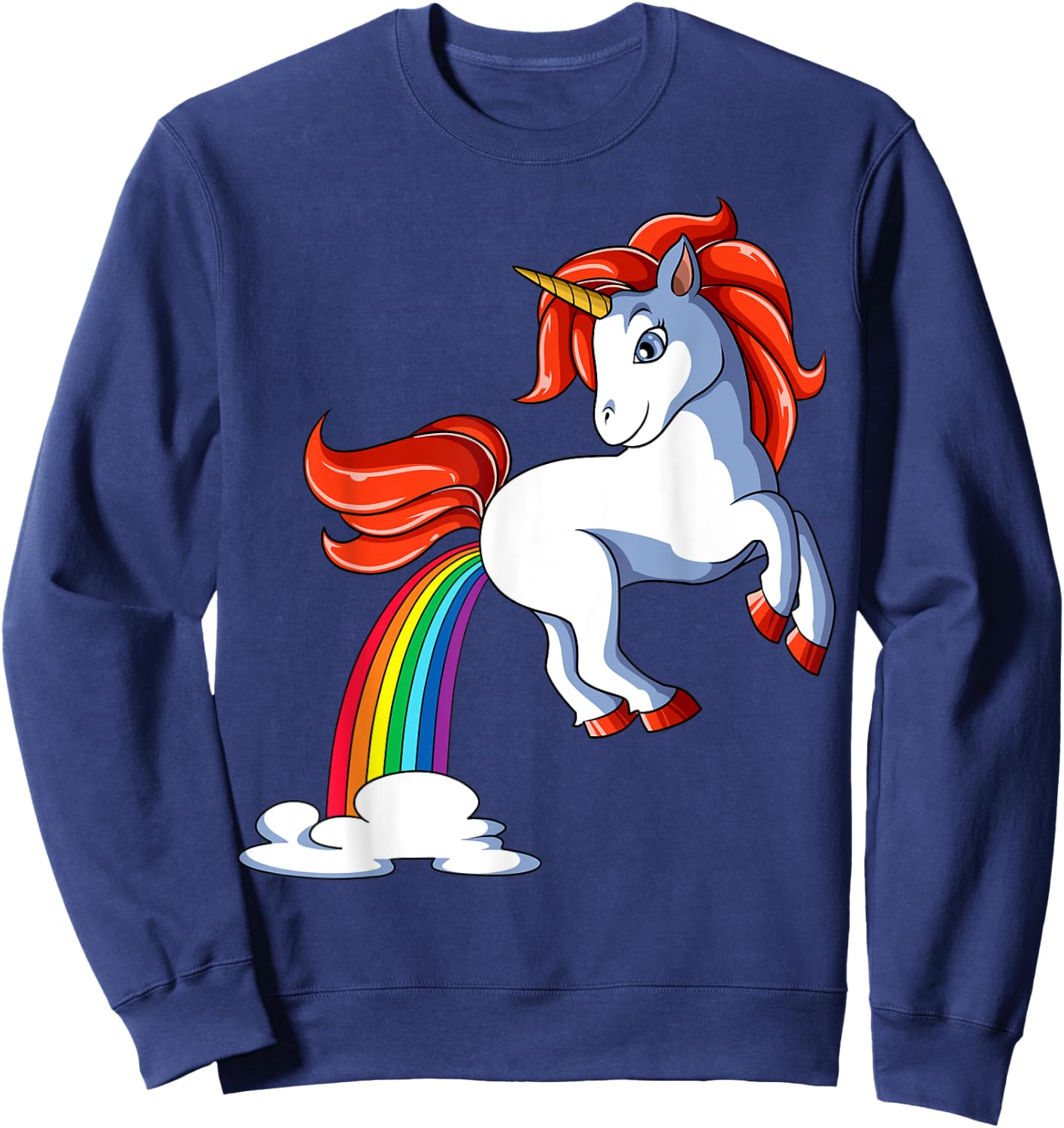 Farting Unicorn Farts Rainbow Unicorn Sweatshirt - Sweatshirt | Navy