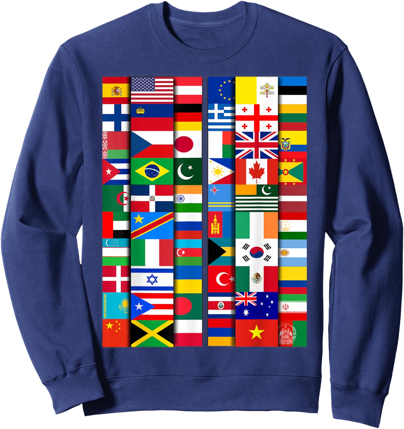 60 Flags of the Countries of the World, Global Unity Sweatshirt - Sweatshirt | Navy