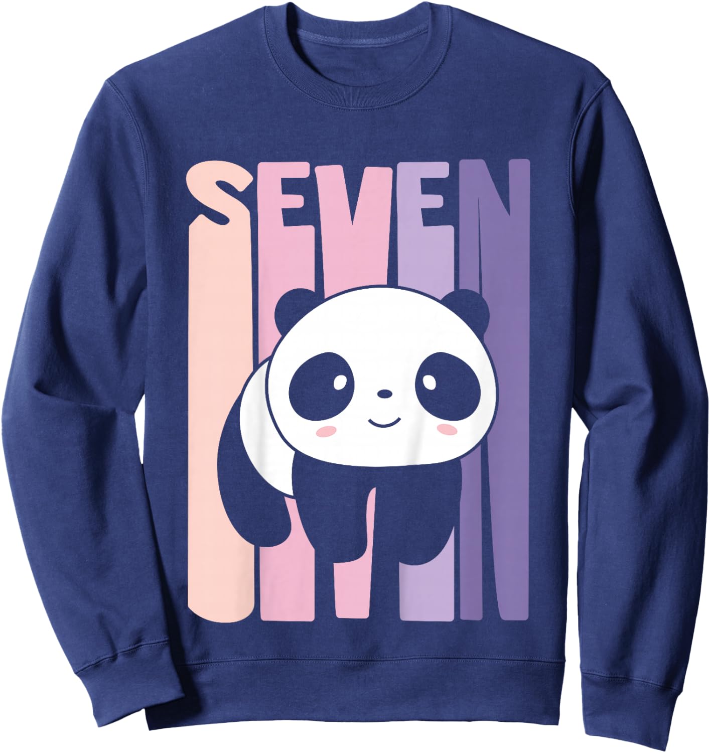 7 Year Old Cute Panda Birthday Girl 7th B-day Sweatshirt - Sweatshirt | Navy