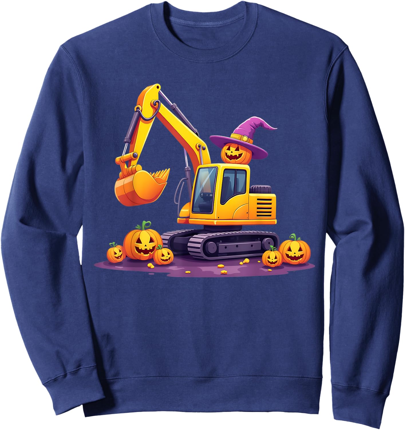 Spooky Construction Trucks Halloween Costume Toddler Boys Sweatshirt - Sweatshirt | Navy