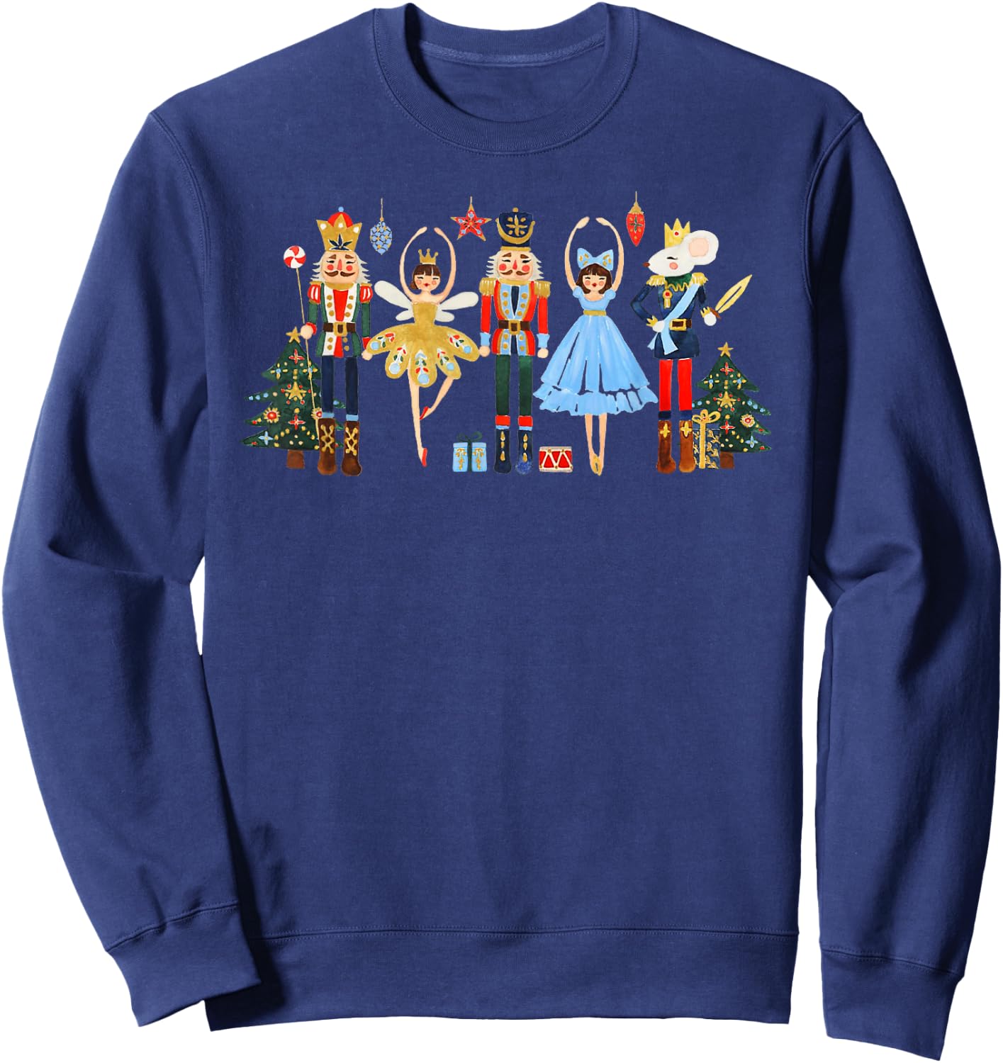 Retro Nutcracker Ballet Christmas Tree Shirts Girl Sweatshirt - Sweatshirt | Navy