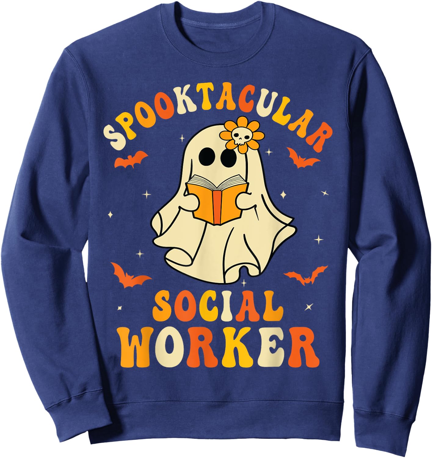 Spooktacular School Social Worker Halloween Ghost Spooky Sweatshirt - Sweatshirt | Navy