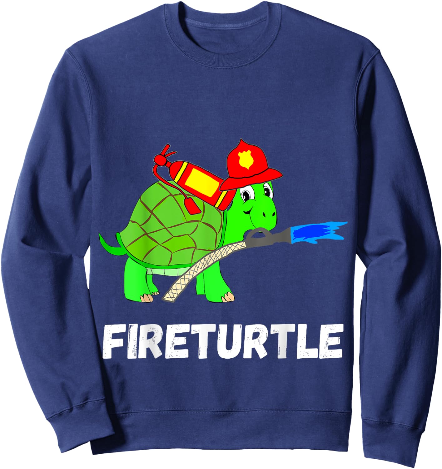 Fire Fighter Sea Turtle Tortoise Firefighter Fireman Sweatshirt - Sweatshirt | Navy