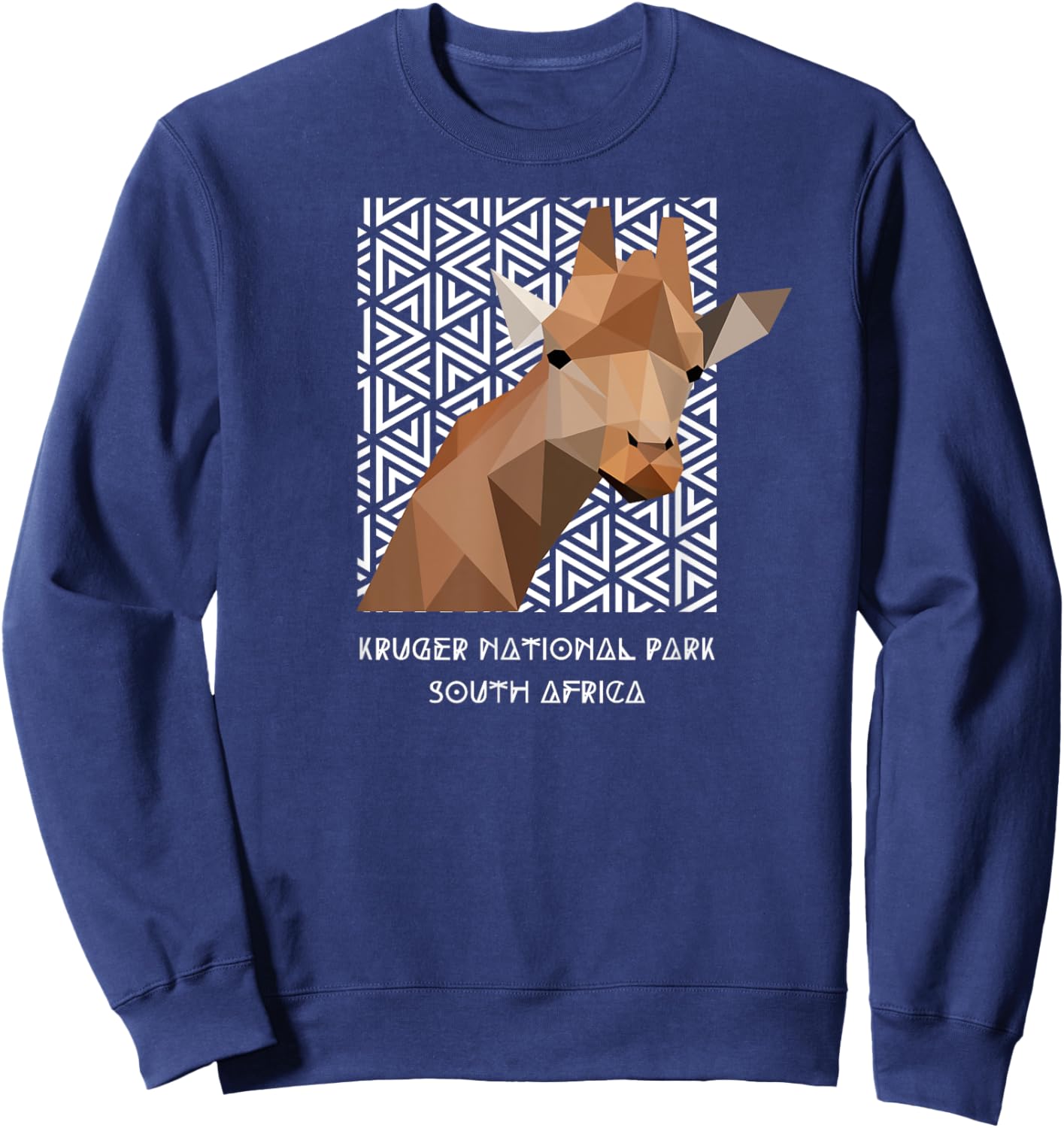 Kruger National Park South Africa Safari Geometric Giraffe Sweatshirt - Sweatshirt | Navy