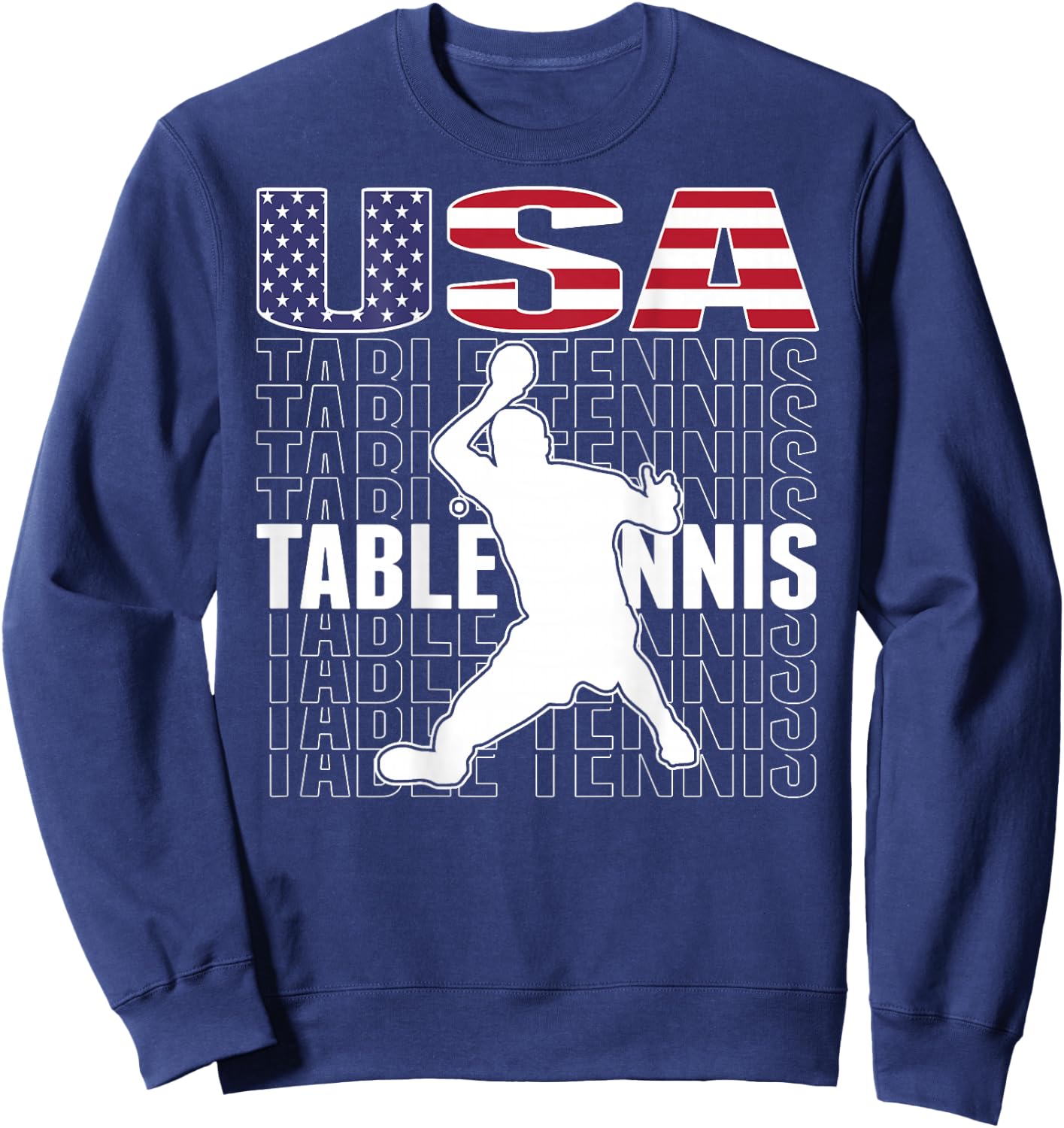 America Table Tennis Fans Jersey American Flag Ping Pong Sweatshirt - Sweatshirt | Navy