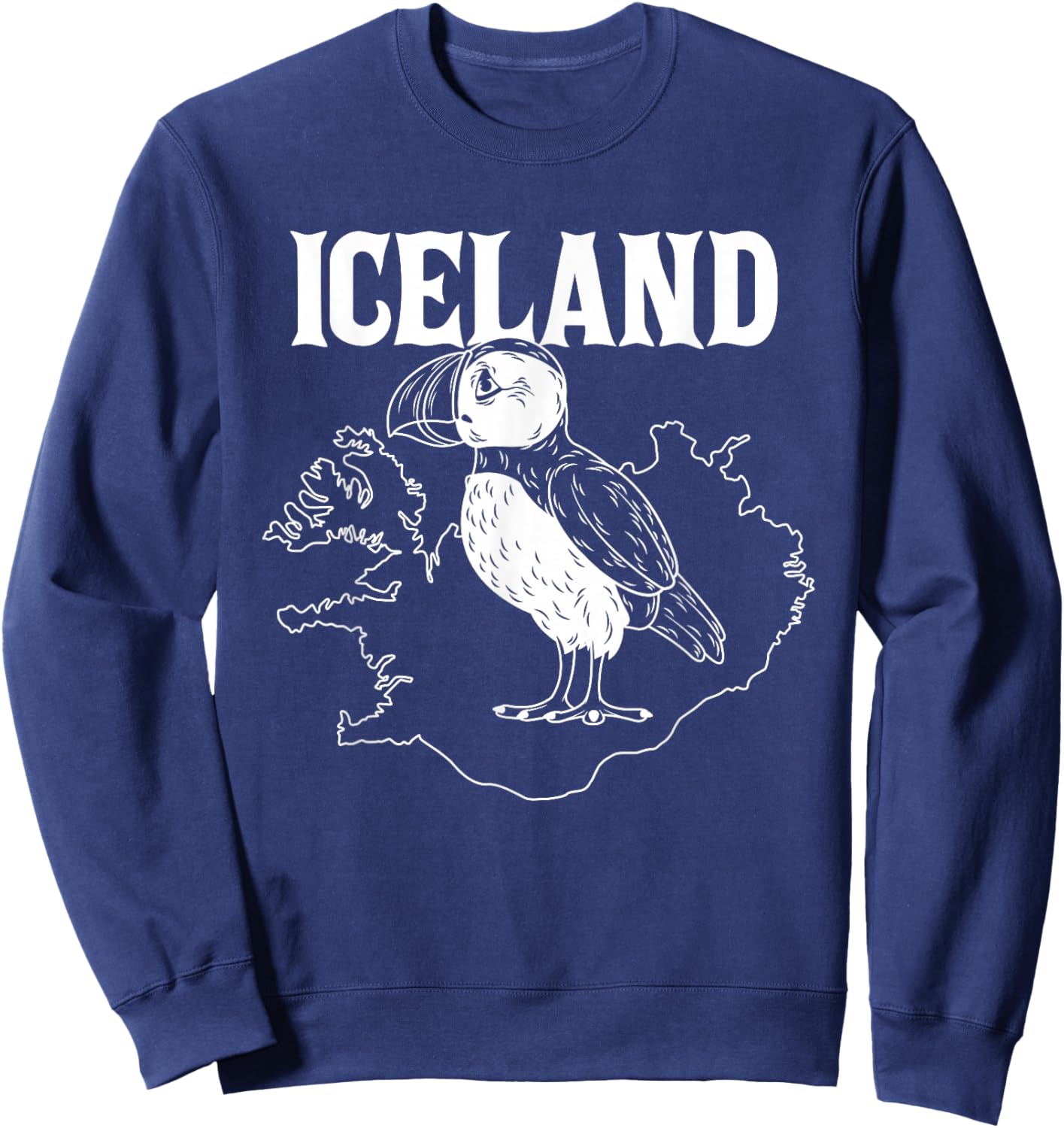 Funny Puffin Bird Iceland Map Puffins Seabirds Lovers Outfit Sweatshirt - Sweatshirt | Navy