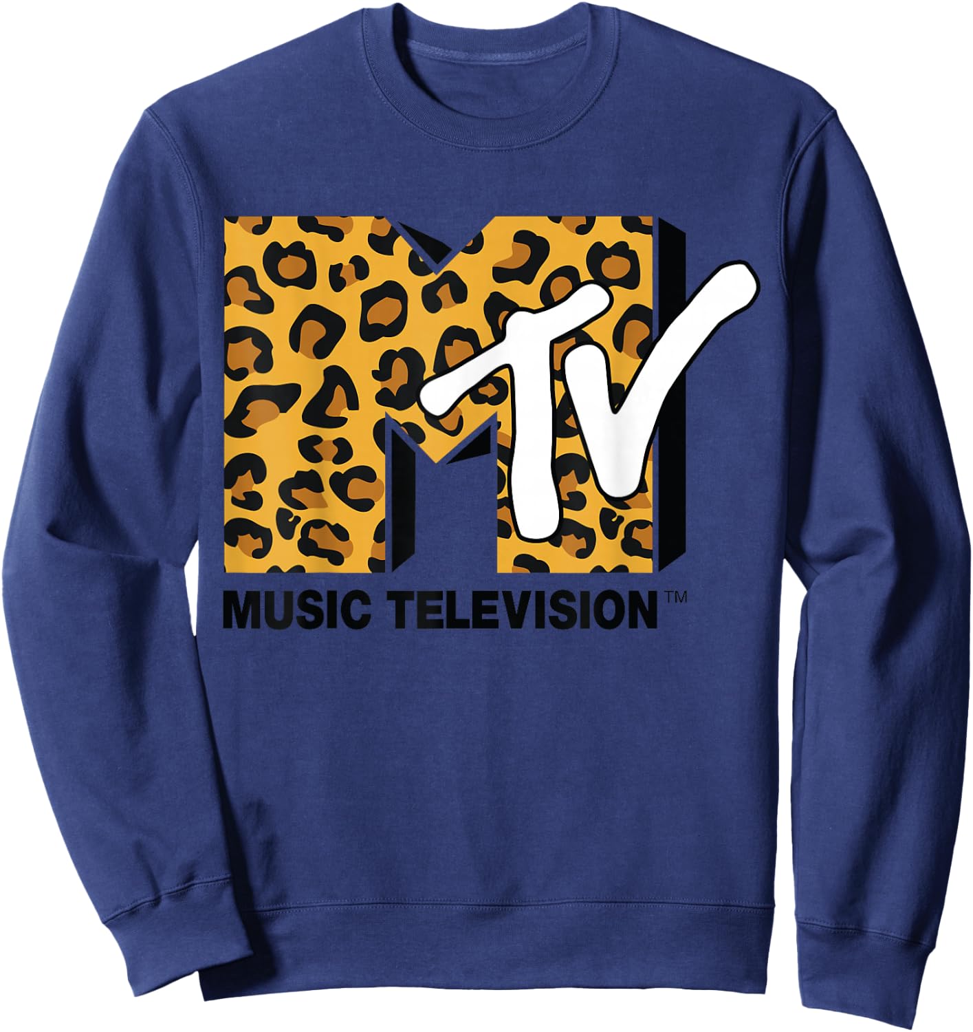 Classic Mtv Logo Leopard Print Sweatshirt - Sweatshirt | Navy