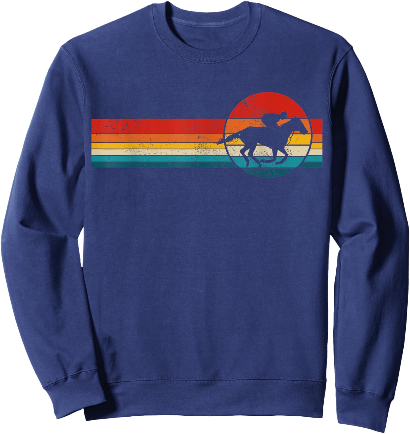 Horse Racing Vintage Retro Horse Riding Racer Rider Gift Sweatshirt - Sweatshirt | Navy