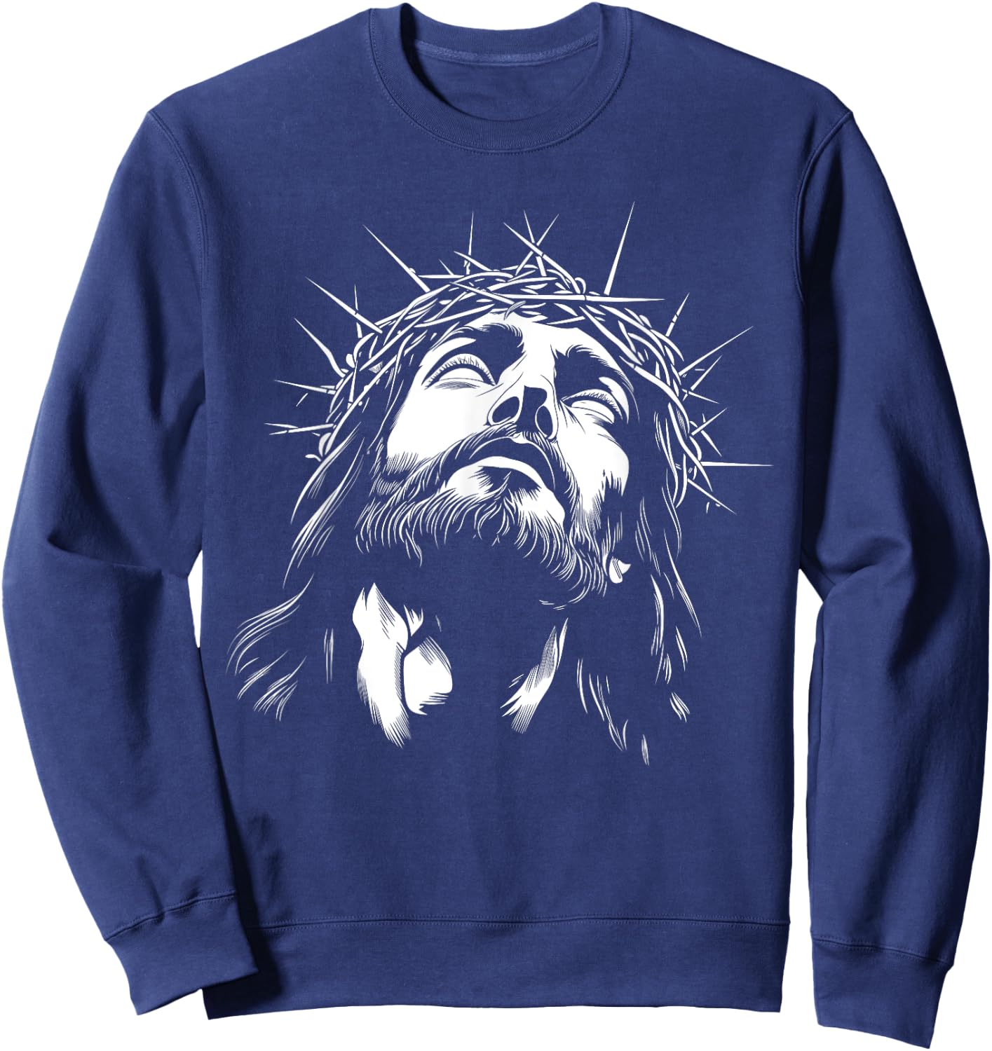 Crown of Thorns - Head of Jesus Christ Sweatshirt - Sweatshirt | Navy