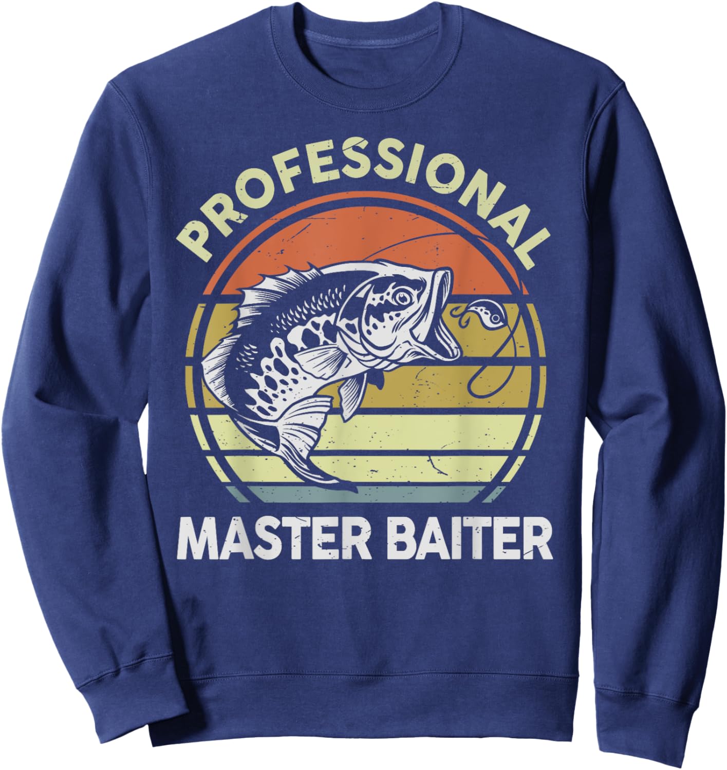 Fishing-Shirt Professional Master-Baiter Funny Dad Vintage Sweatshirt - Sweatshirt | Navy