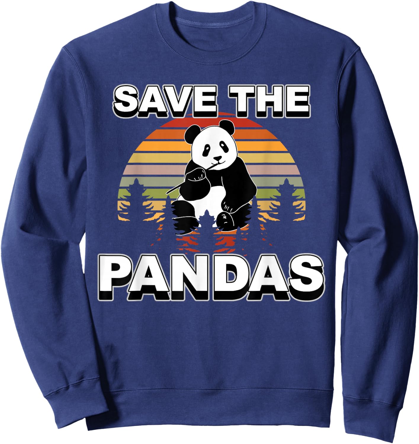 Retro Vintage Animal Lover Save The Pandas Sweatshirt - Sweatshirt | Navy