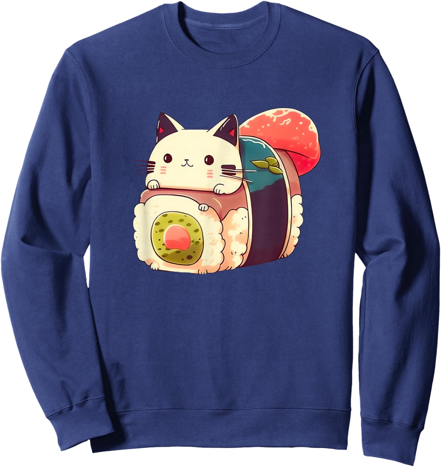 Niedliche Sushi-Katze Kawaii Anime Neko Japanisch Sweatshirt - Sweatshirt | Navy
