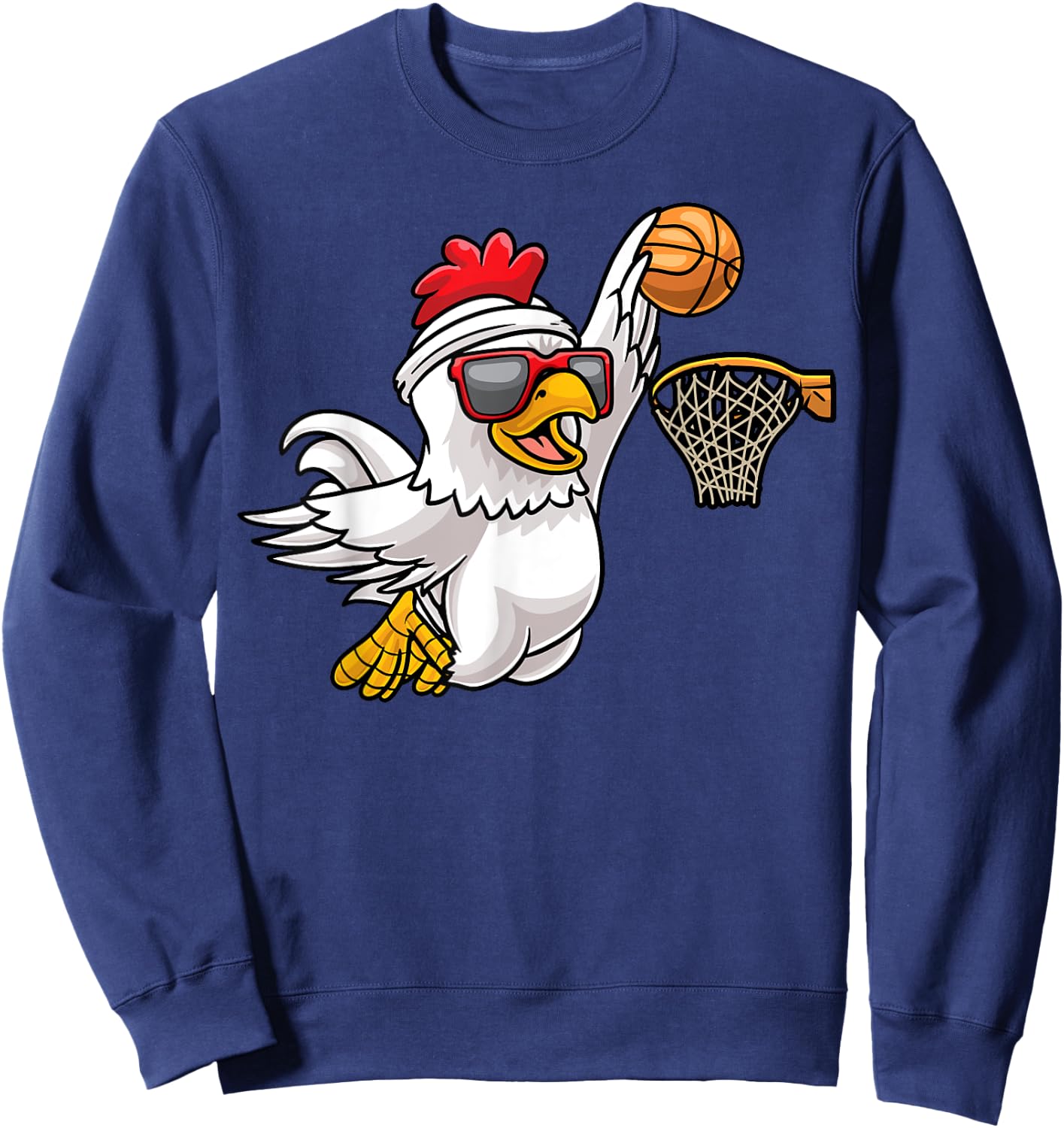 Chicken Playing Basketball Player Game Kids Sweatshirt - Sweatshirt | Navy