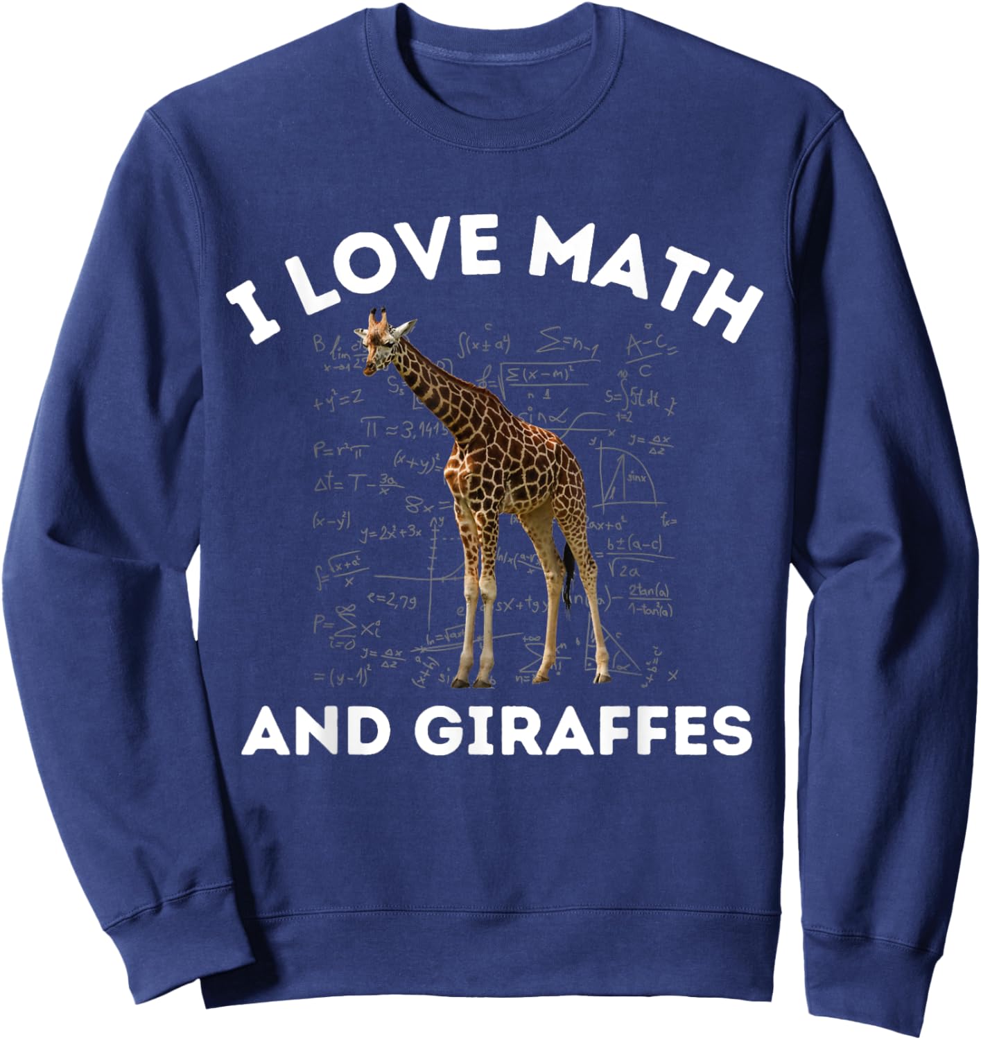 I Love Math and Giraffes Giraffe Lover Algebra STEM Teacher Sweatshirt - Sweatshirt | Navy