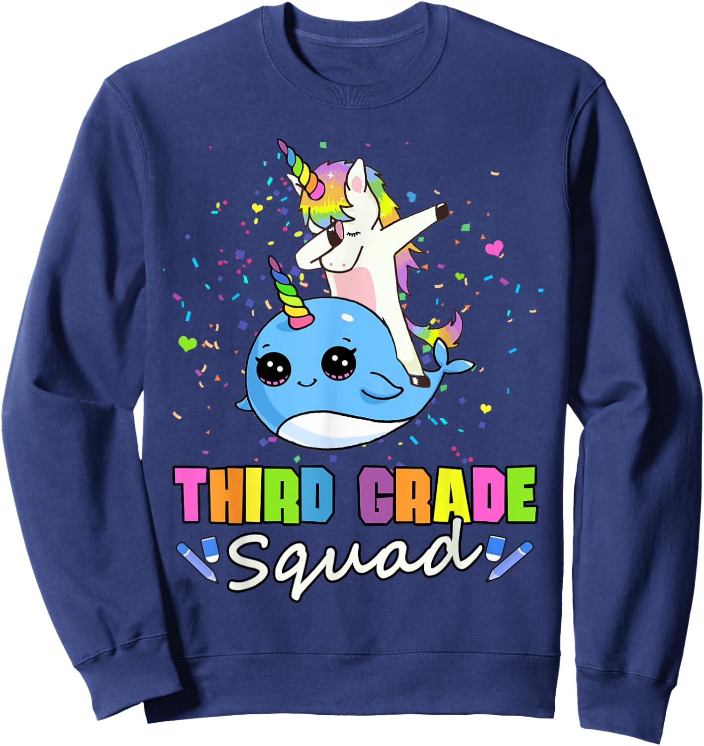Third Grade Squad Unicorn Narwhal Team 3rd Grade Sweatshirt - Sweatshirt | Navy